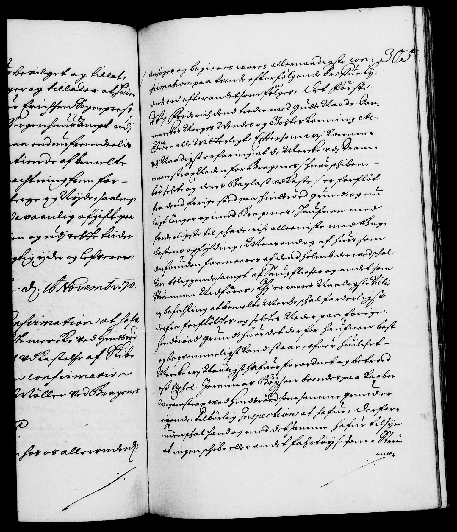 Danske Kanselli 1572-1799, RA/EA-3023/F/Fc/Fca/Fcaa/L0011: Norske registre (mikrofilm), 1670-1673, s. 305a