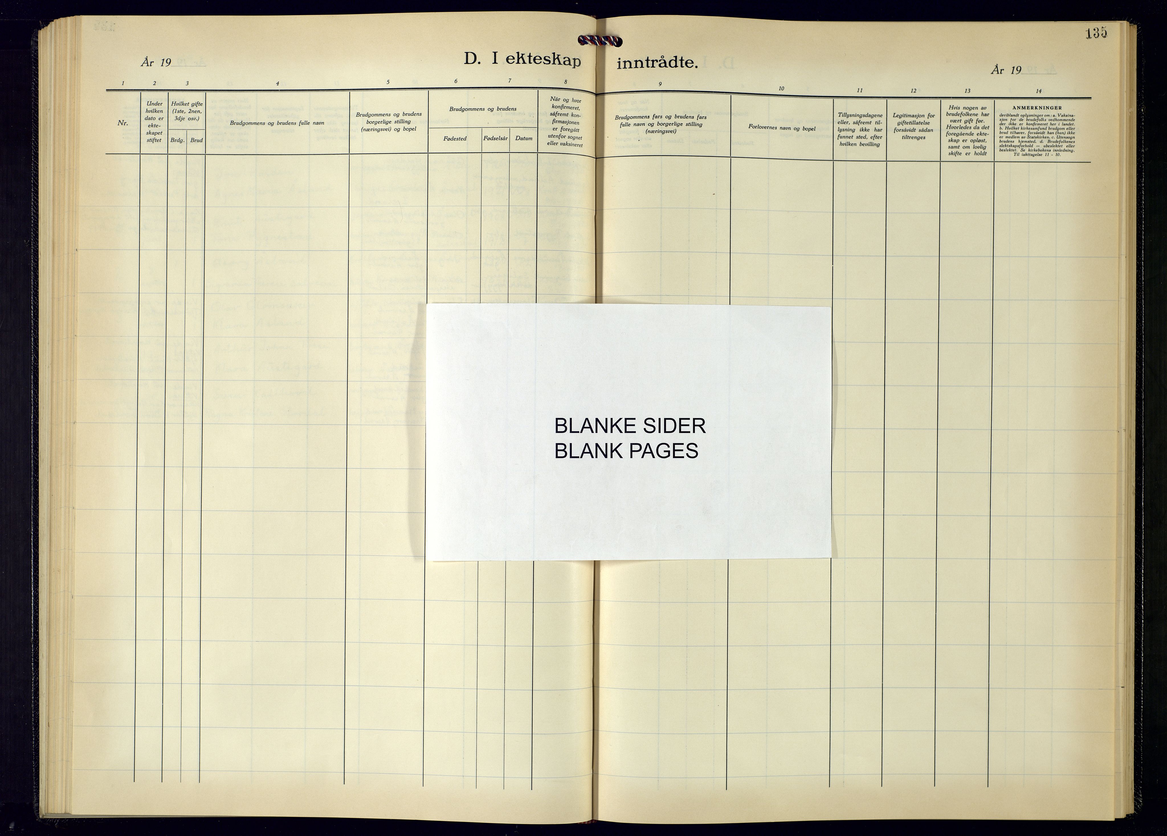 Åseral sokneprestkontor, AV/SAK-1111-0051/F/Fb/L0005: Klokkerbok nr. B-5, 1946-1979, s. 135