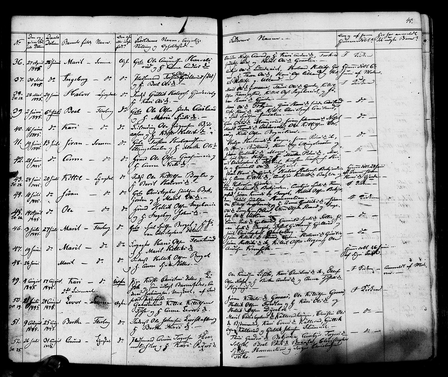 Flesberg kirkebøker, AV/SAKO-A-18/F/Fa/L0006: Ministerialbok nr. I 6, 1834-1860, s. 45