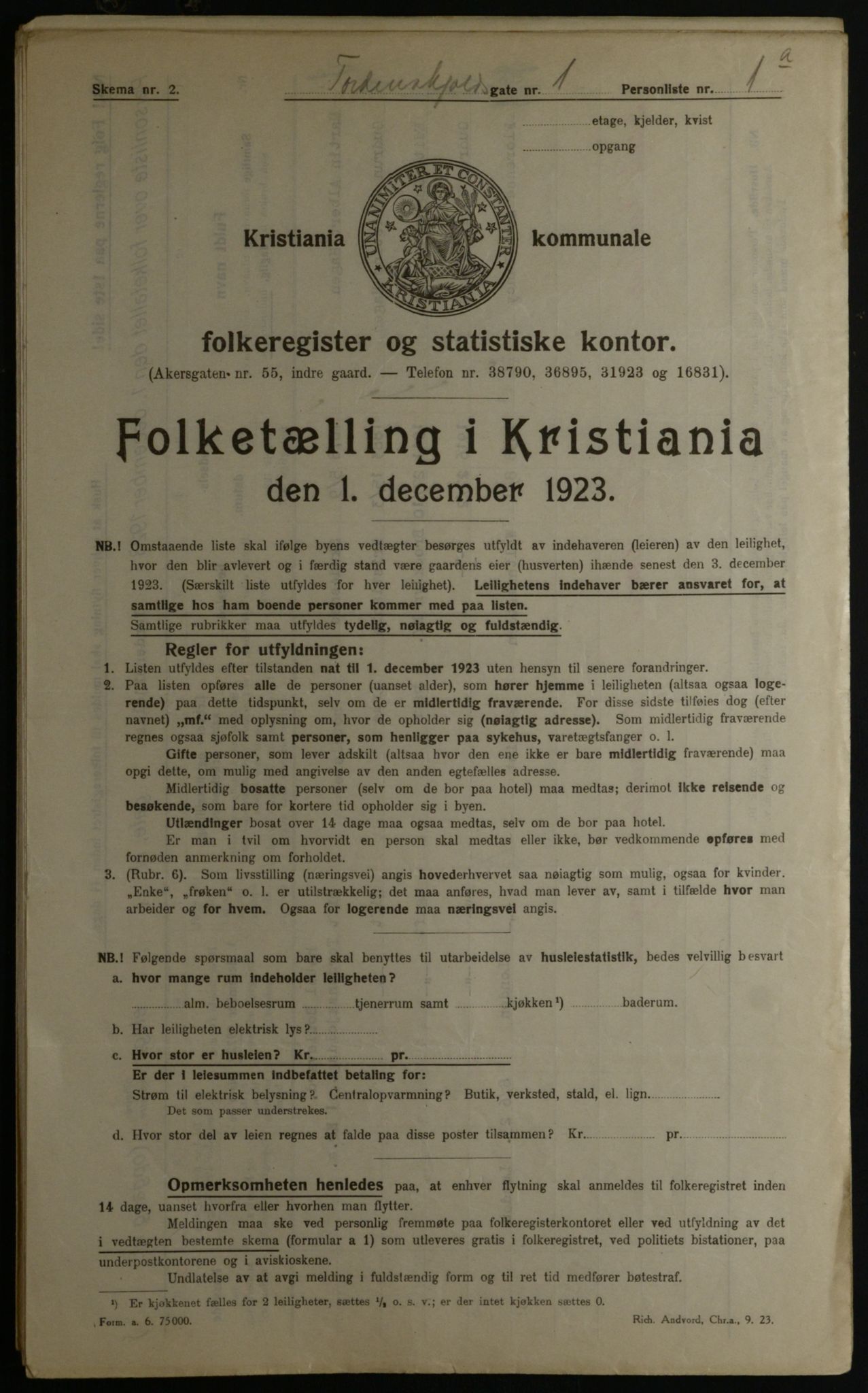 OBA, Kommunal folketelling 1.12.1923 for Kristiania, 1923, s. 125507