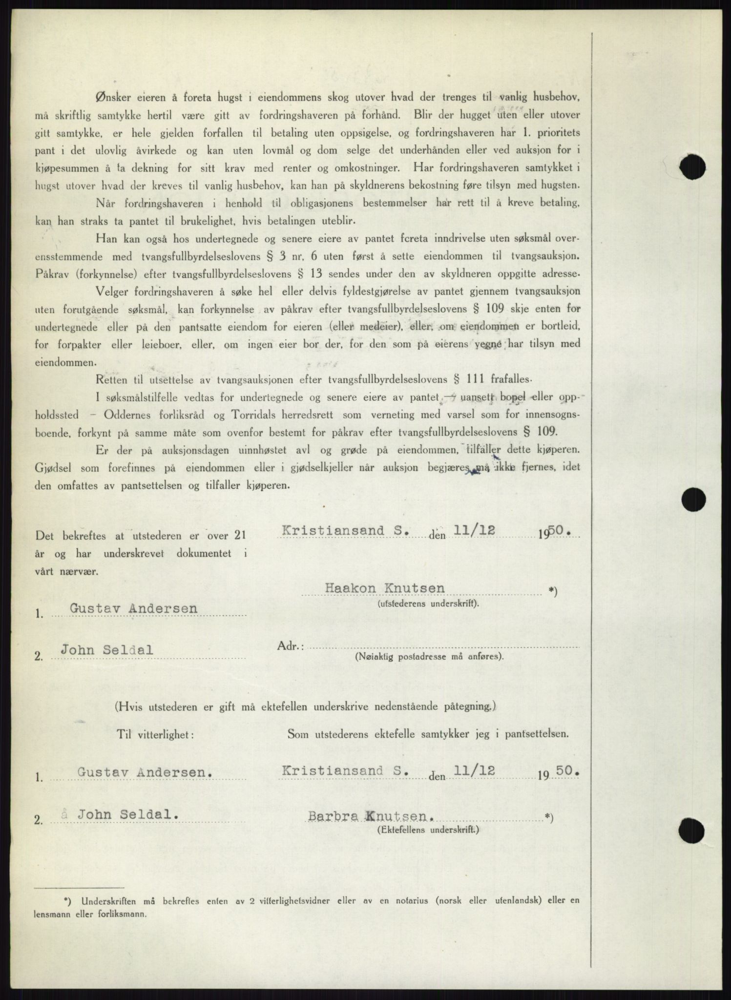 Torridal sorenskriveri, SAK/1221-0012/G/Gb/Gbb/L0020: Pantebok nr. 63B, 1950-1950, Dagboknr: 2623/1950