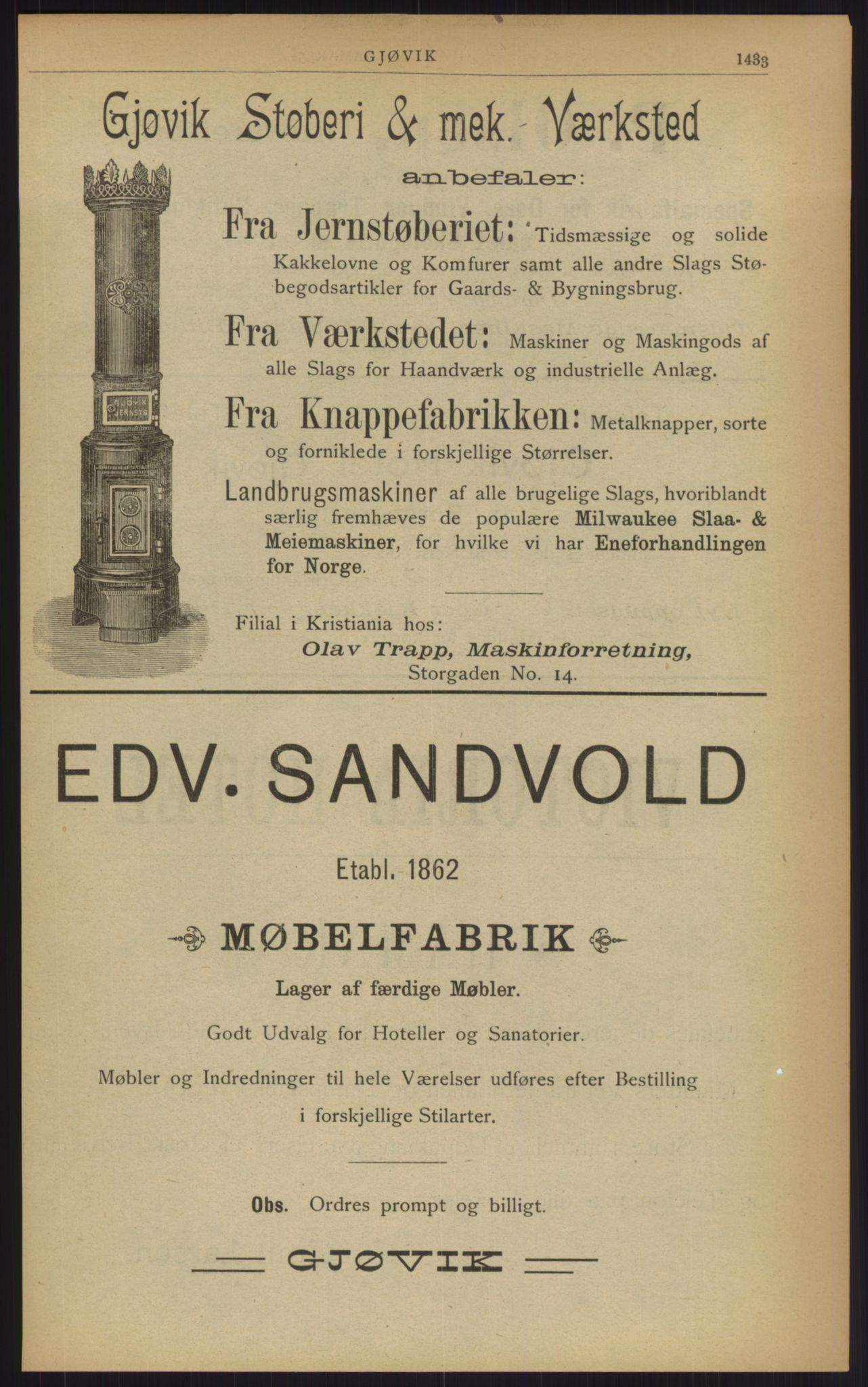 Kristiania/Oslo adressebok, PUBL/-, 1903, s. 1433