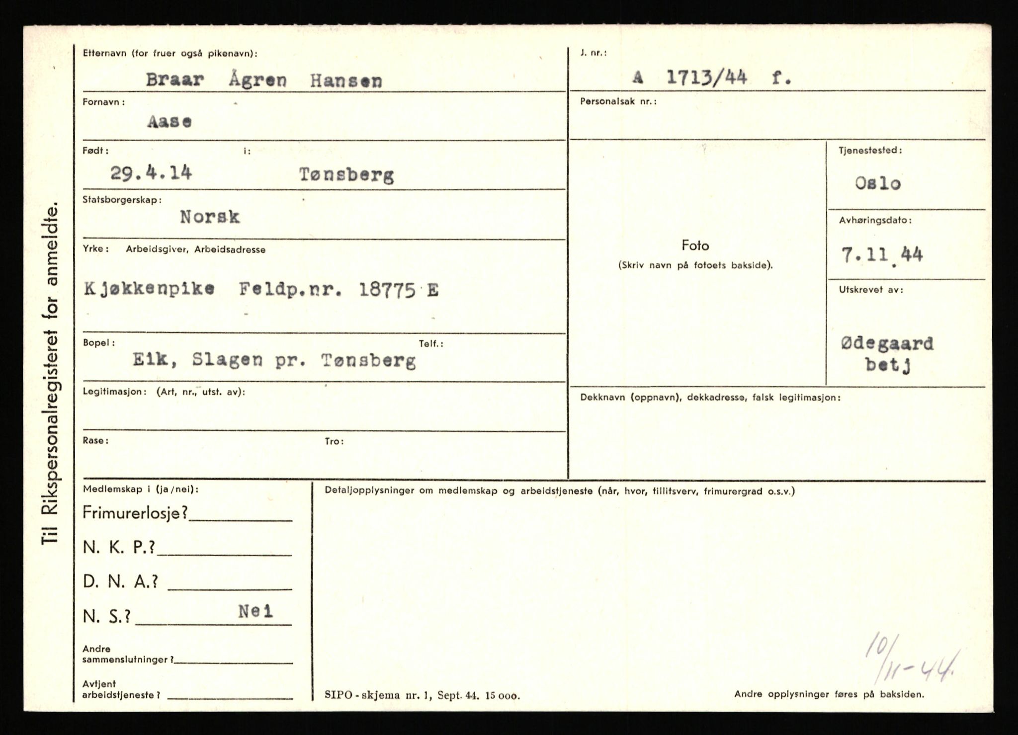 Statspolitiet - Hovedkontoret / Osloavdelingen, AV/RA-S-1329/C/Ca/L0006: Hanche - Hokstvedt, 1943-1945, s. 104