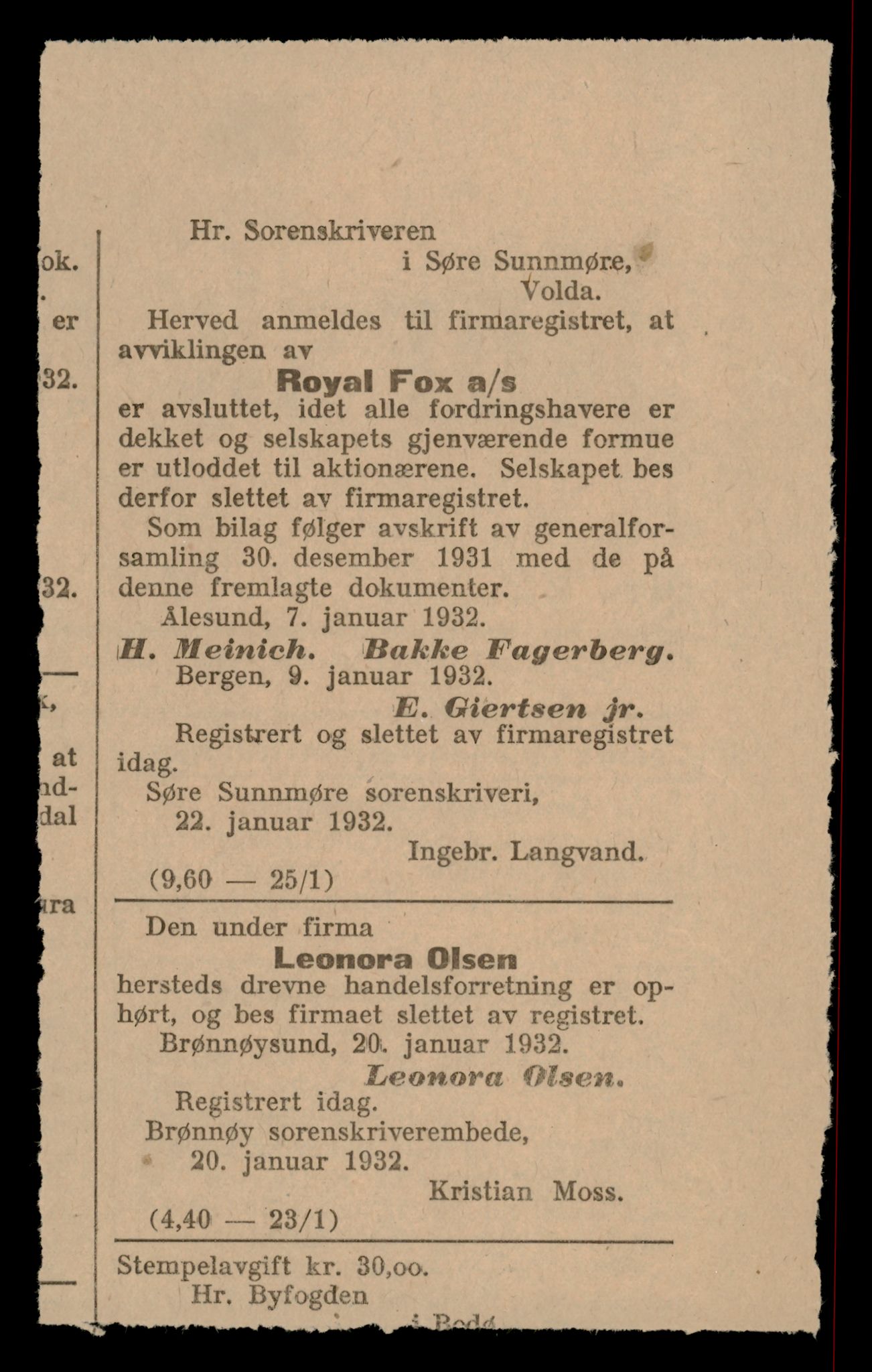Brønnøy sorenskriveri, SAT/A-4170/2/J/Jb/Jba/L0002: Bilag , 1930-1943, s. 2
