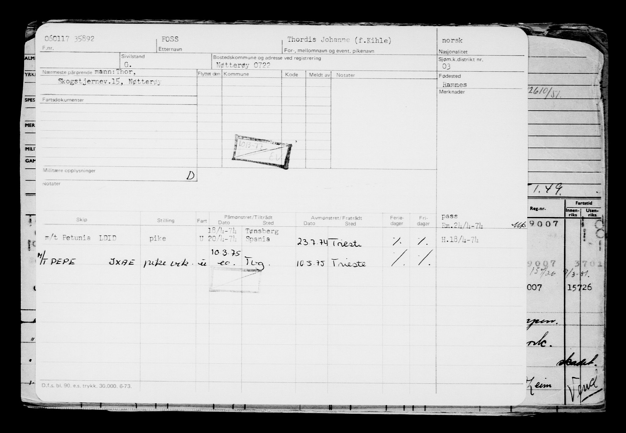 Direktoratet for sjømenn, AV/RA-S-3545/G/Gb/L0145: Hovedkort, 1917, s. 94