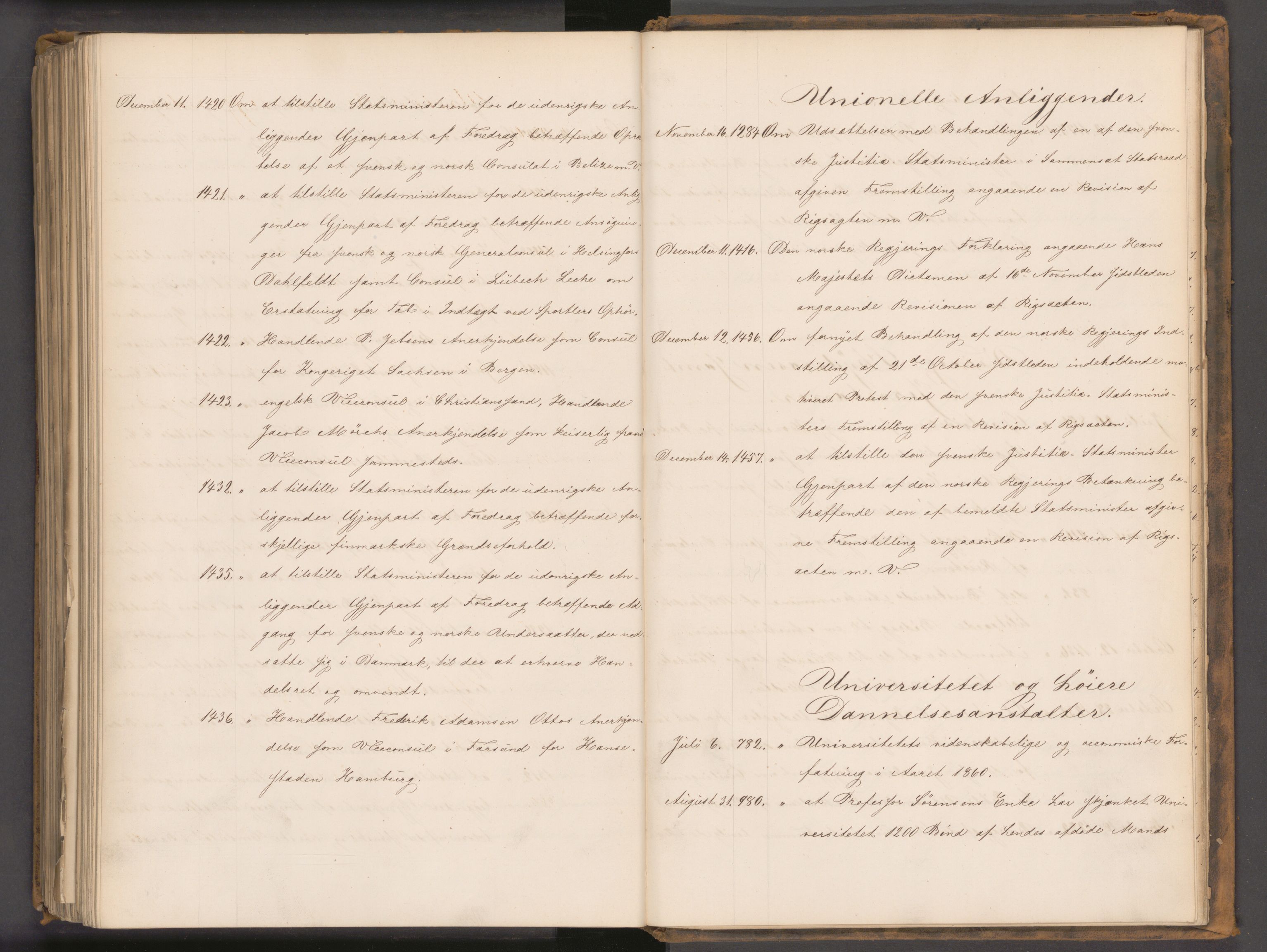 Statsrådssekretariatet, AV/RA-S-1001/A/Ab/L0095: Kgl. res. nr. 777-1458, 2. halvår, 1861