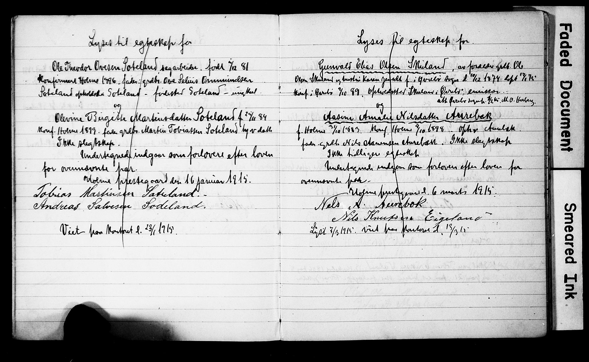 Holum sokneprestkontor, AV/SAK-1111-0022/F/Fe/L0005: Lysningsprotokoll nr. II 5 5, 1914-1926, s. 5