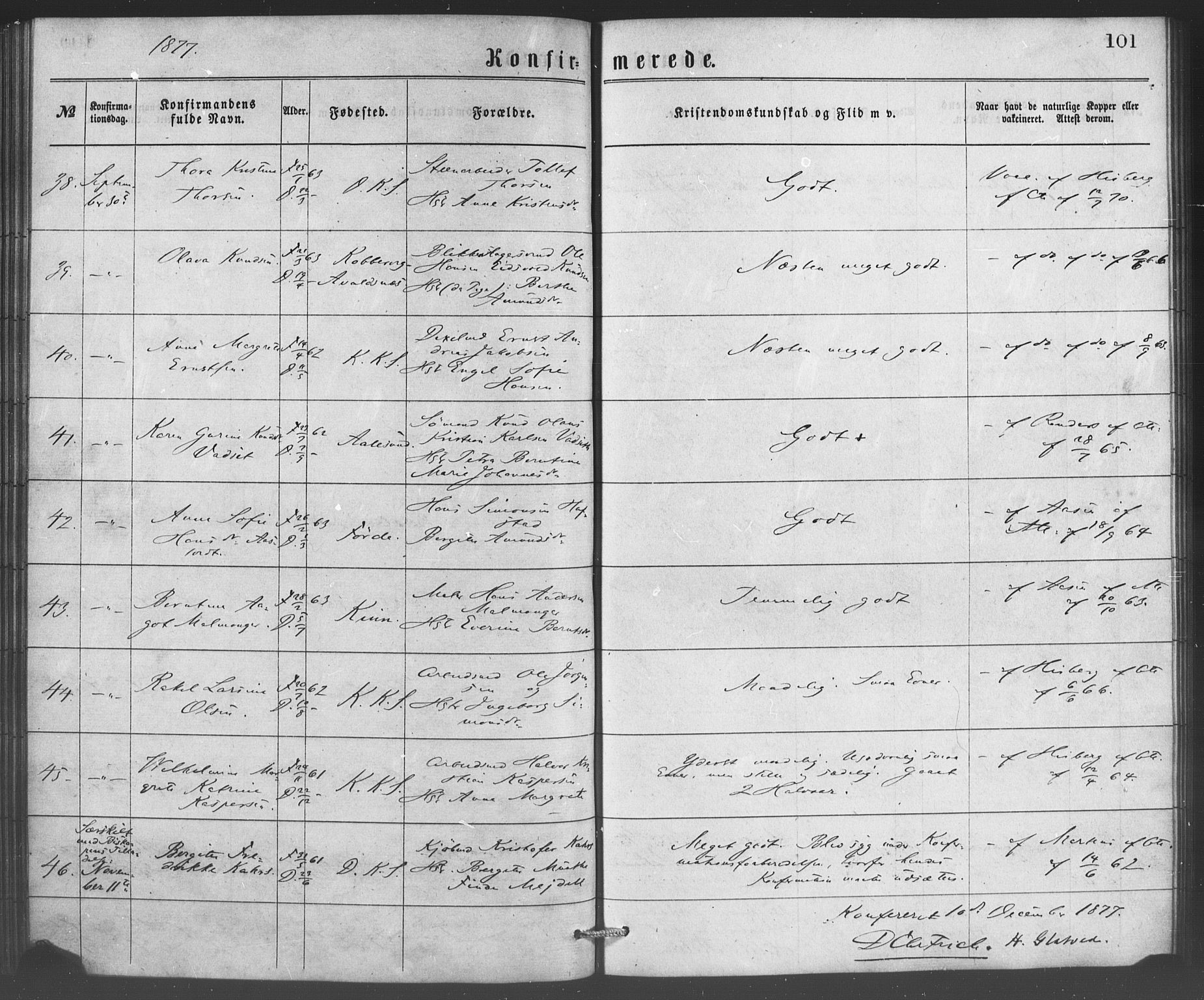 Korskirken sokneprestembete, SAB/A-76101/H/Haa/L0070: Residerende kapellans bok nr. A 5, 1869-1885, s. 101