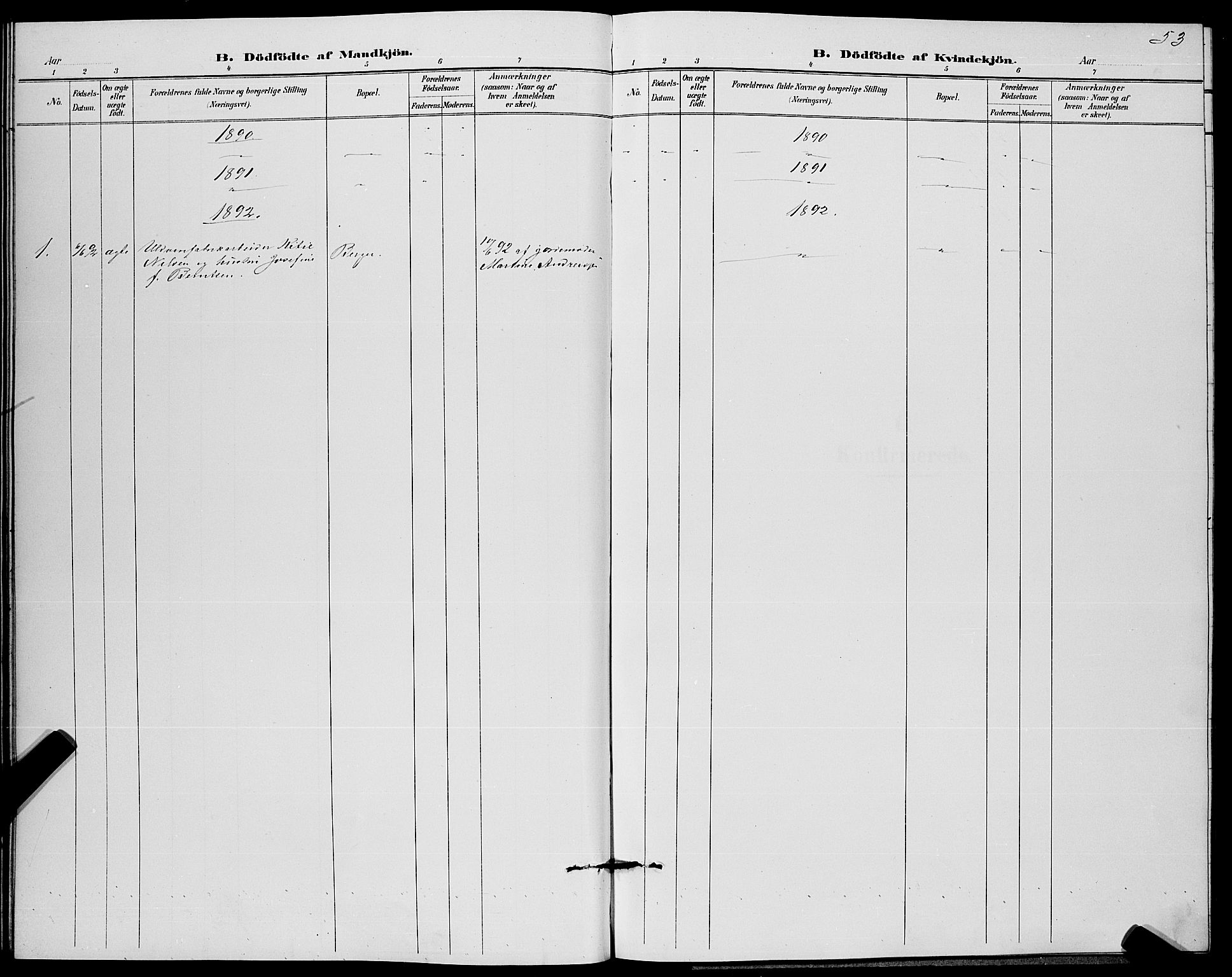 Strømm kirkebøker, SAKO/A-322/G/Ga/L0003: Klokkerbok nr. I 3, 1889-1896, s. 53