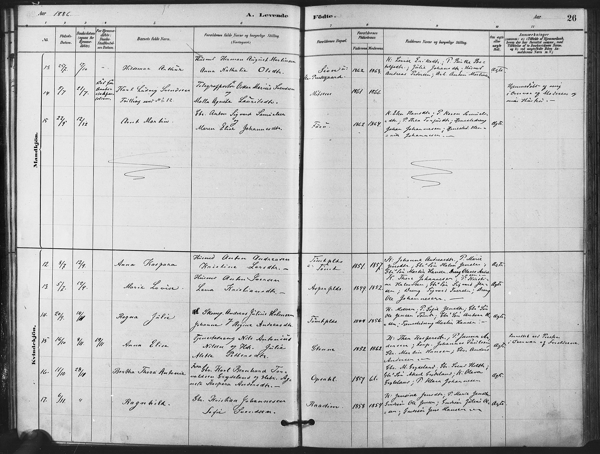 Kråkstad prestekontor Kirkebøker, SAO/A-10125a/F/Fa/L0009: Ministerialbok nr. I 9, 1880-1892, s. 26