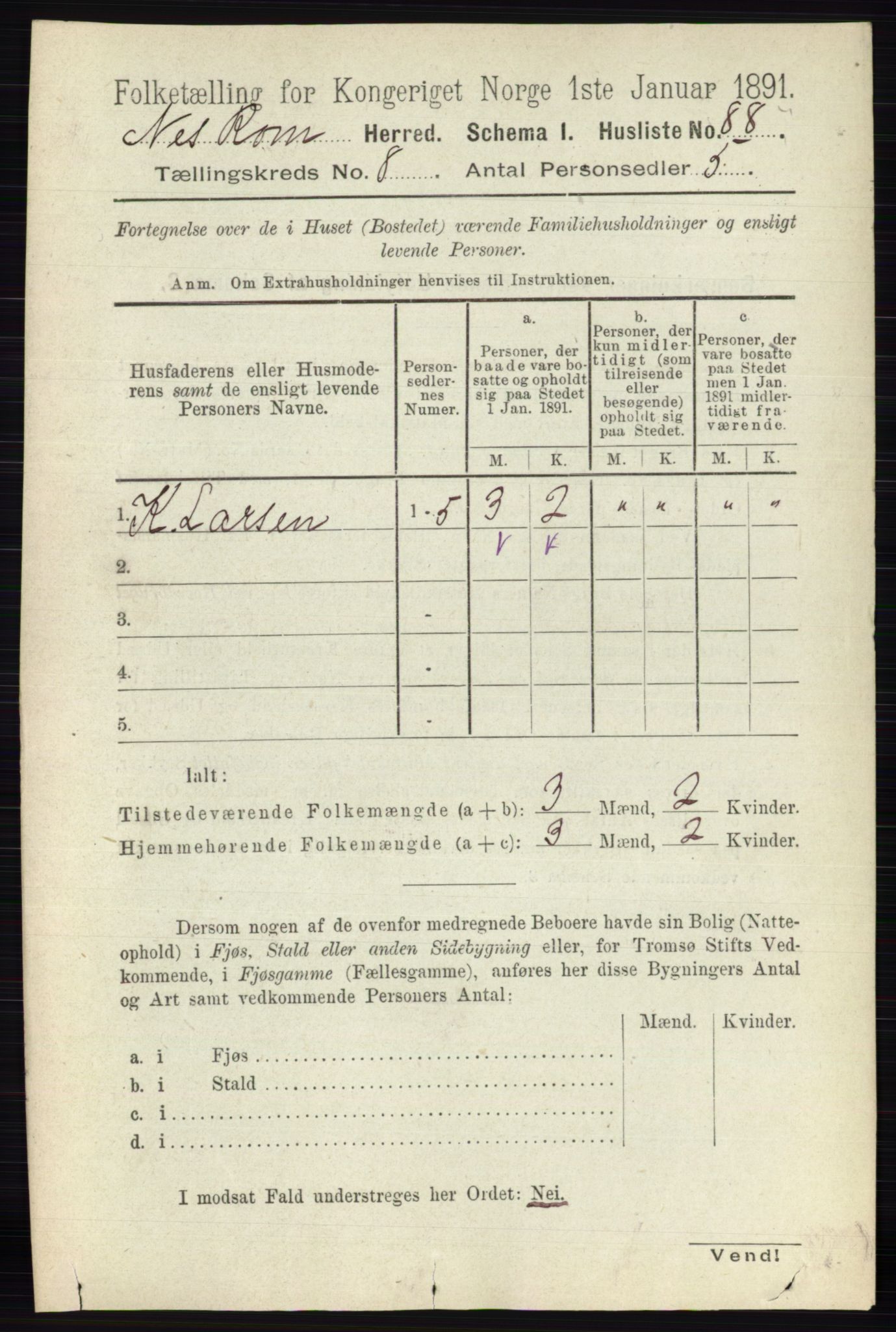 RA, Folketelling 1891 for 0236 Nes herred, 1891, s. 4568
