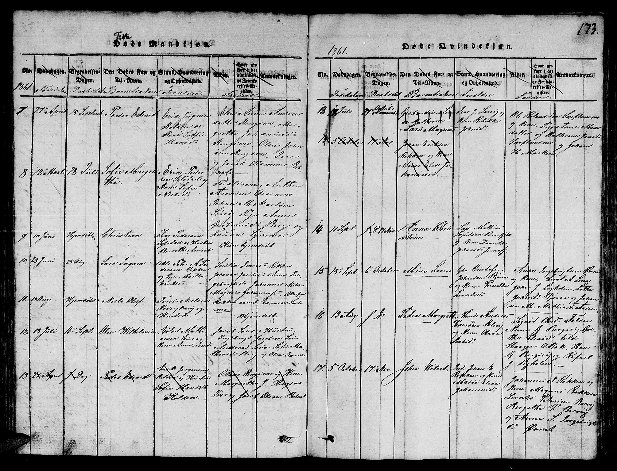 Ministerialprotokoller, klokkerbøker og fødselsregistre - Nord-Trøndelag, SAT/A-1458/780/L0648: Klokkerbok nr. 780C01 /3, 1815-1877, s. 173