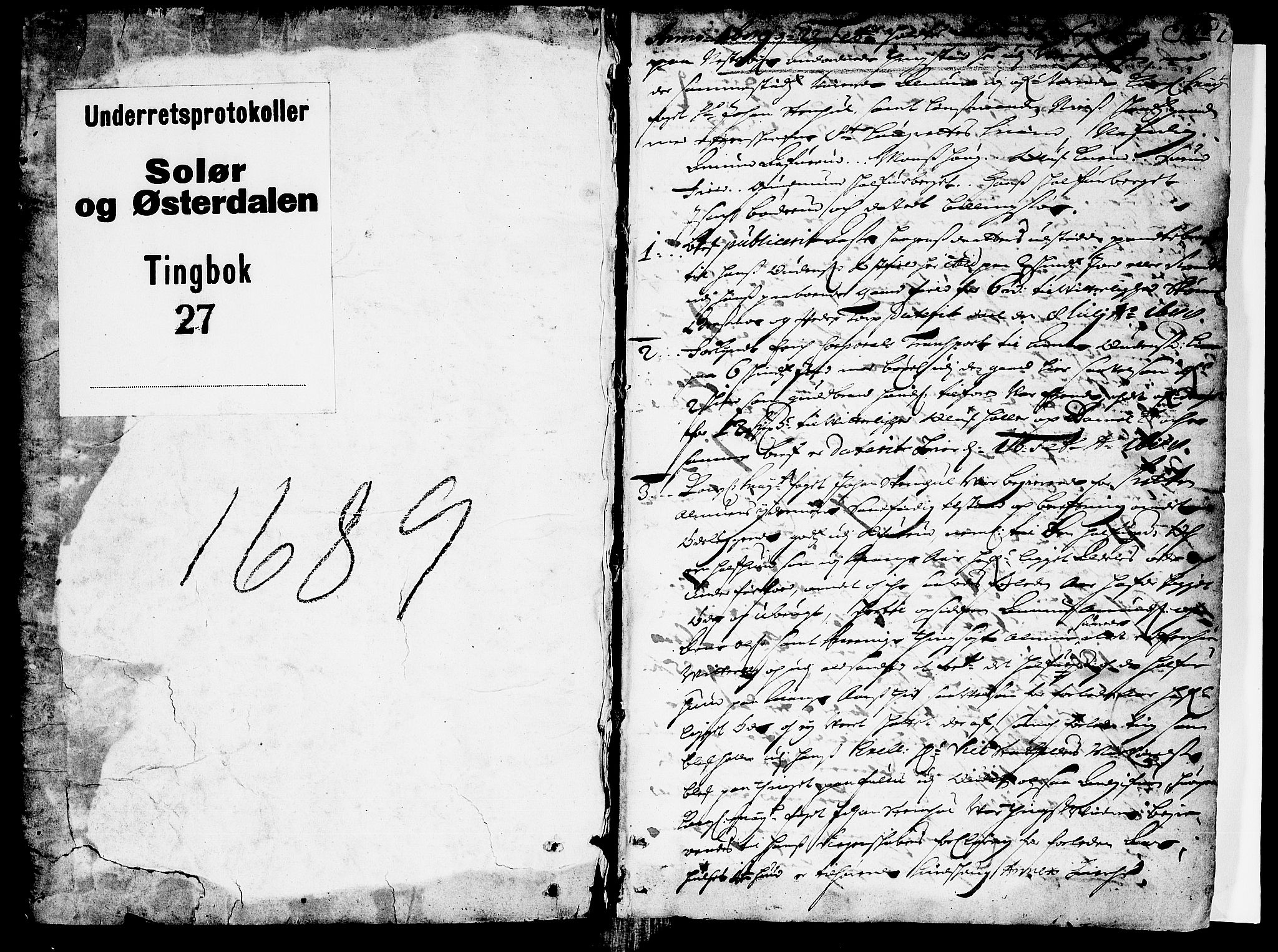 Solør og Østerdalen sorenskriveri, AV/SAH-TING-024/G/Gb/L0027: Tingbok, 1689, s. 0b-1a