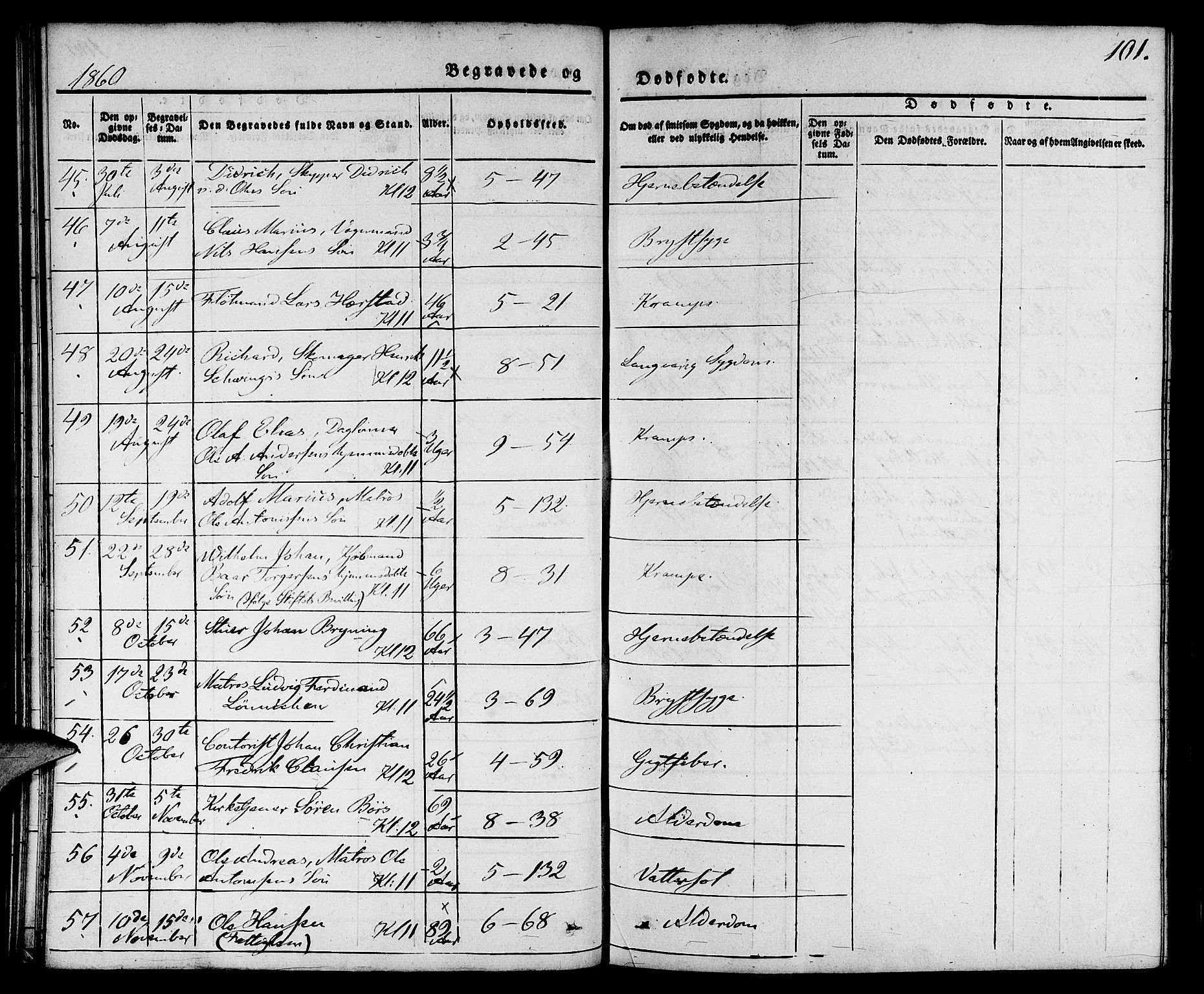 Nykirken Sokneprestembete, AV/SAB-A-77101/H/Hab: Klokkerbok nr. E 1, 1840-1866, s. 101