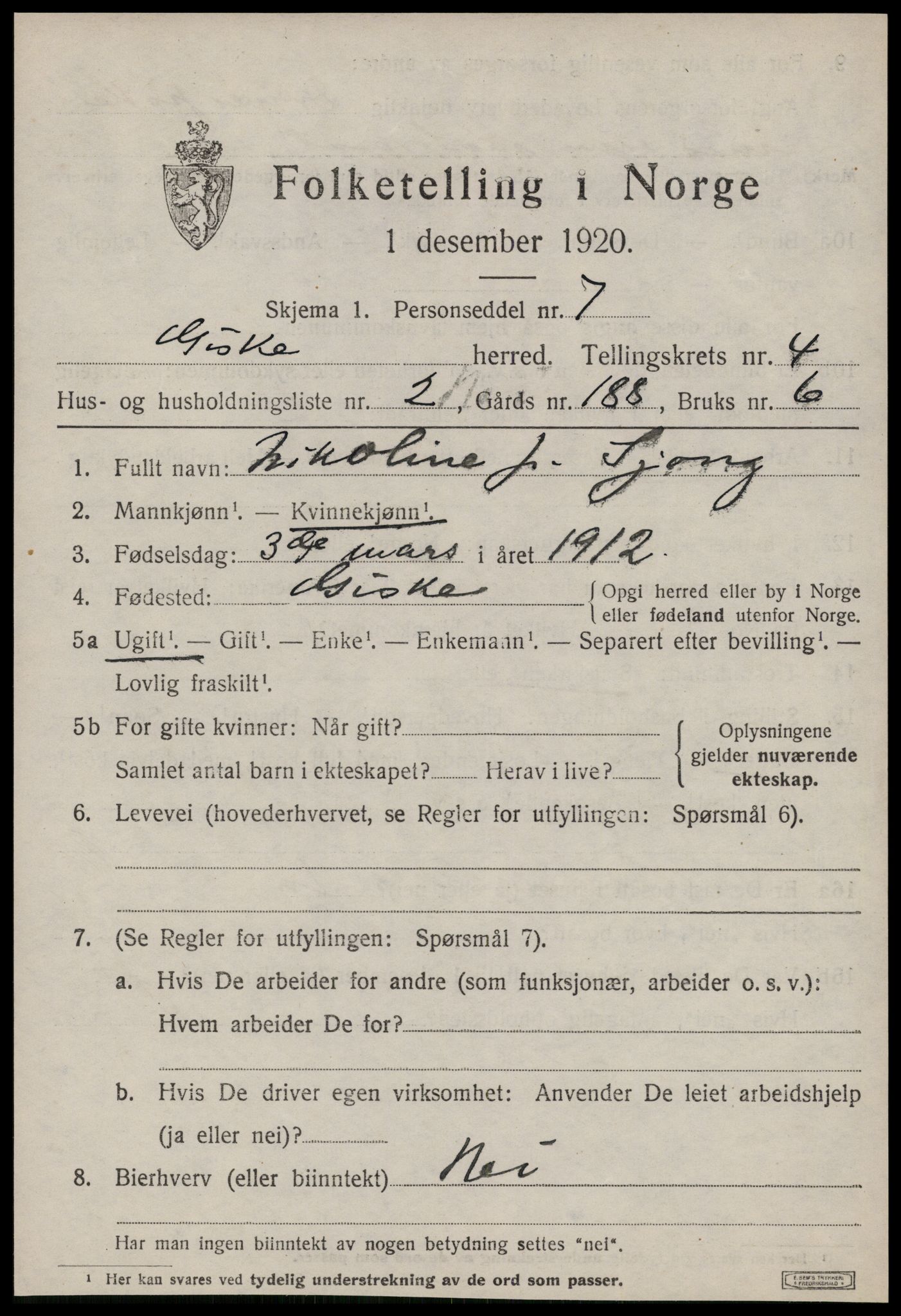 SAT, Folketelling 1920 for 1532 Giske herred, 1920, s. 2658