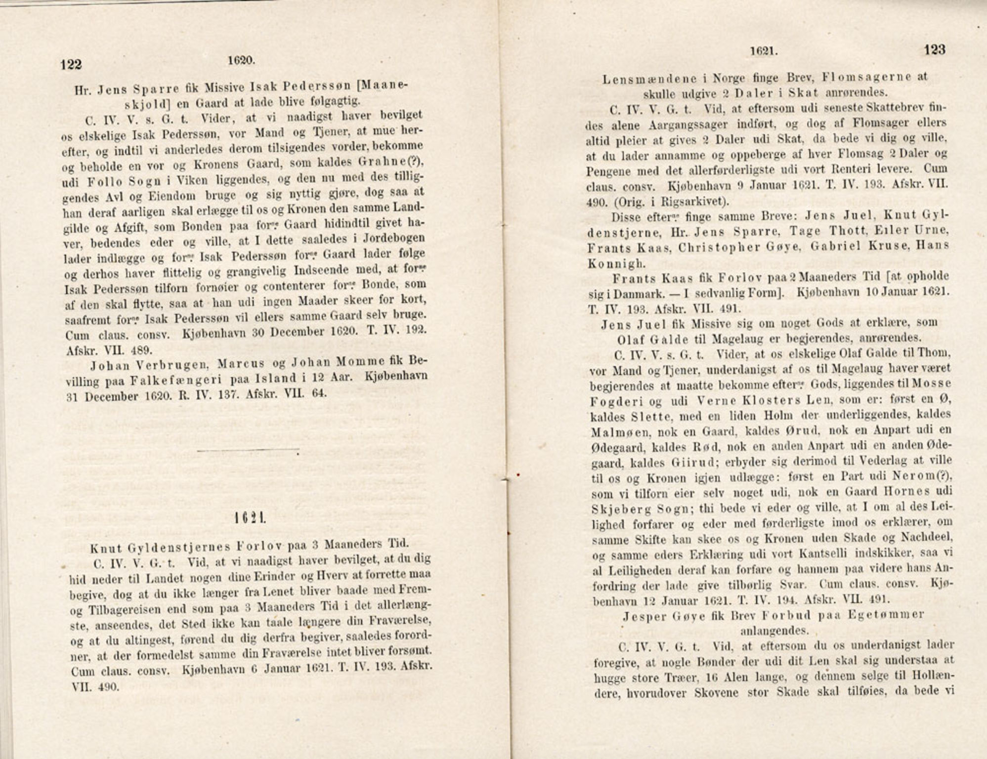 Publikasjoner utgitt av Det Norske Historiske Kildeskriftfond, PUBL/-/-/-: Norske Rigs-Registranter, bind 5, 1619-1627, s. 122-123