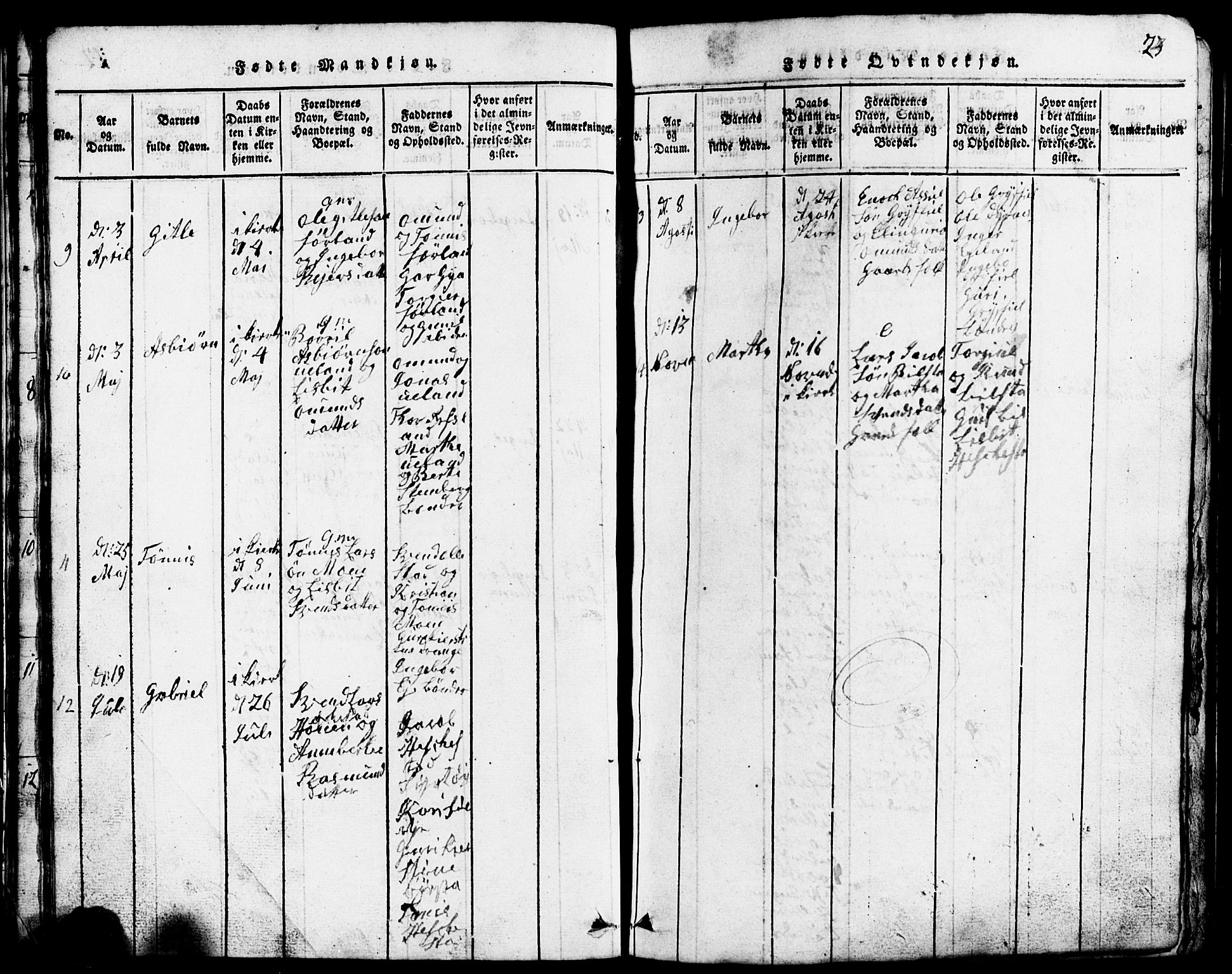 Lund sokneprestkontor, AV/SAST-A-101809/S07/L0001: Klokkerbok nr. B 1, 1815-1853, s. 23