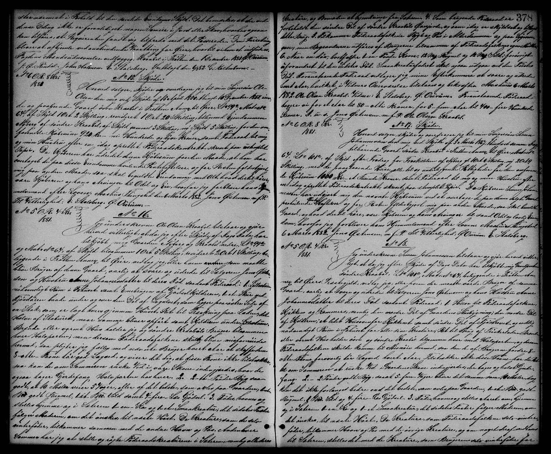 Mellom-Gudbrandsdal sorenskriveri, SAH/TING-038/H/Hb/L0007: Pantebok nr. 7, 1878-1883, s. 378