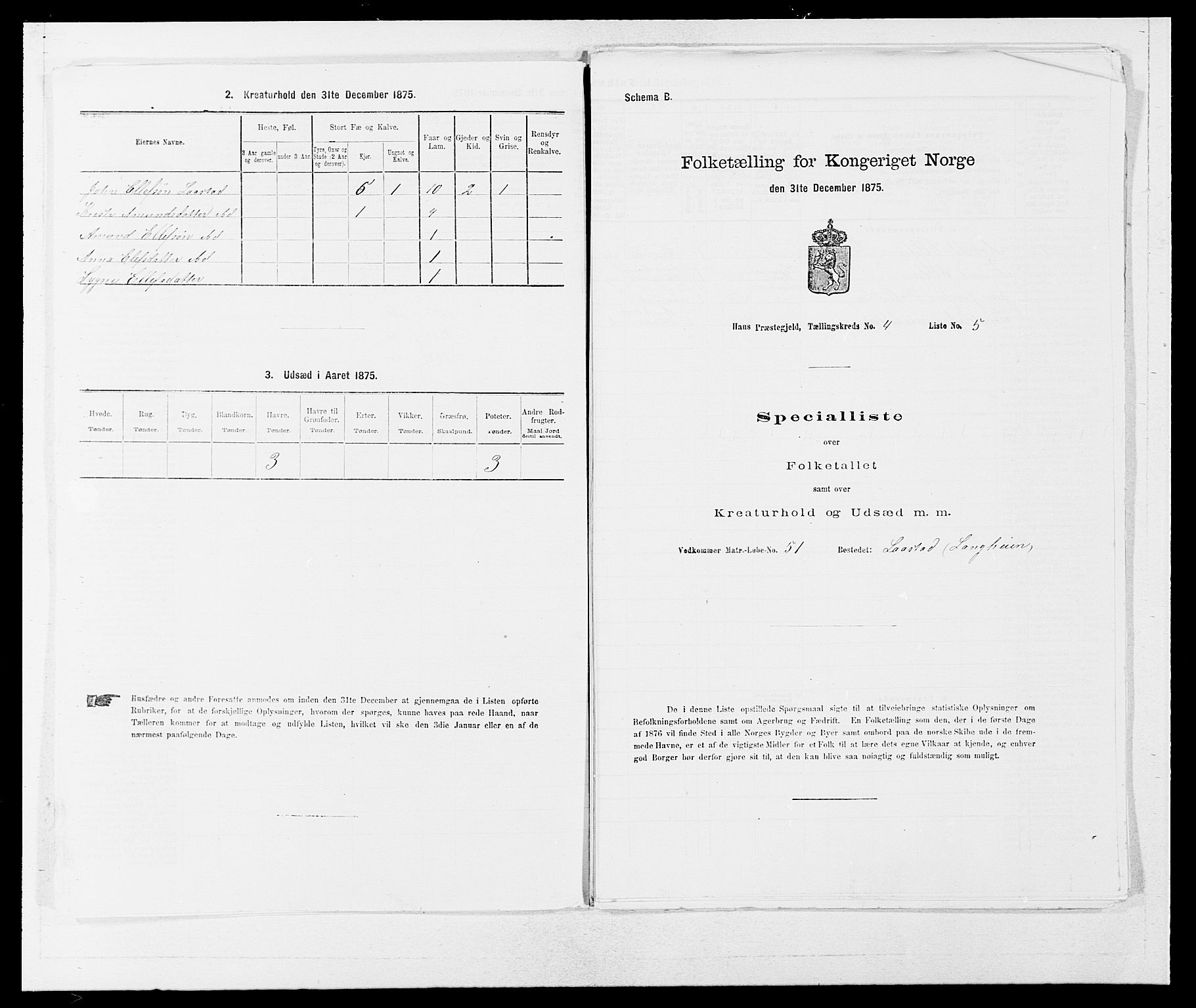 SAB, Folketelling 1875 for 1250P Haus prestegjeld, 1875, s. 404