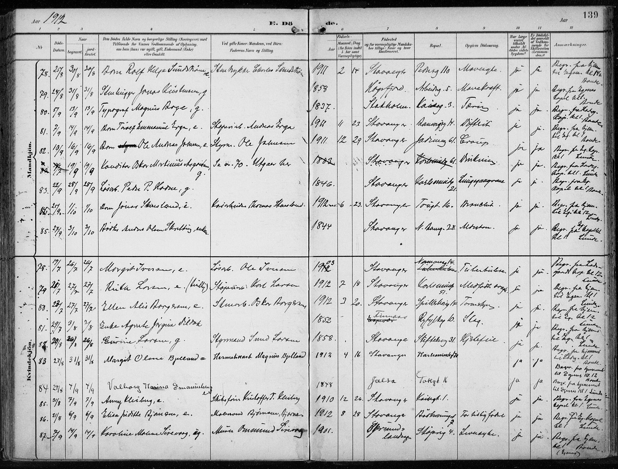 St. Johannes sokneprestkontor, SAST/A-101814/001/30/30BA/L0005: Ministerialbok nr. A 5, 1898-1919, s. 139