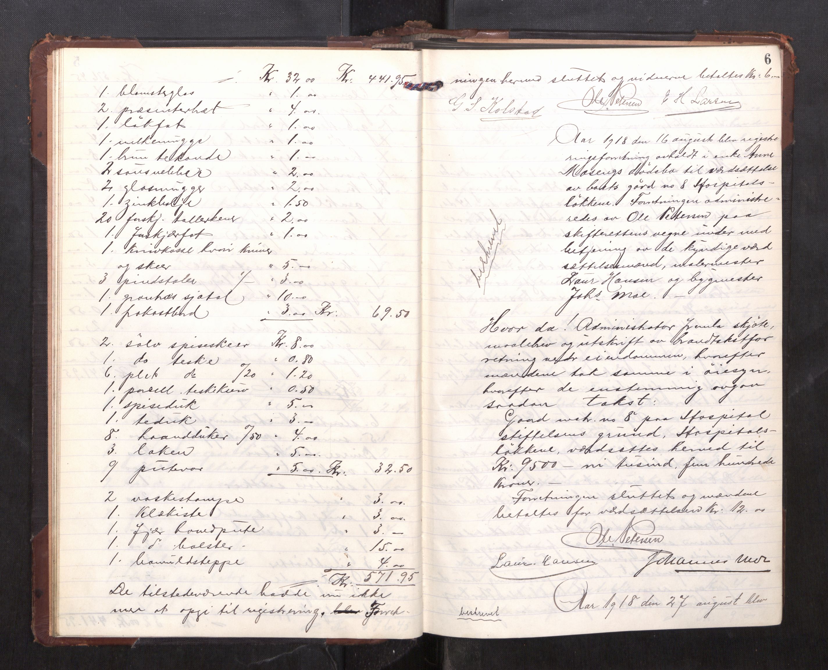 Trondheim byfogd, AV/SAT-A-0003/1/3/3C/L0038: Skifteregistreringsprotokoll - 13/8-16/2. (u/ register), 1918-1921, s. 6