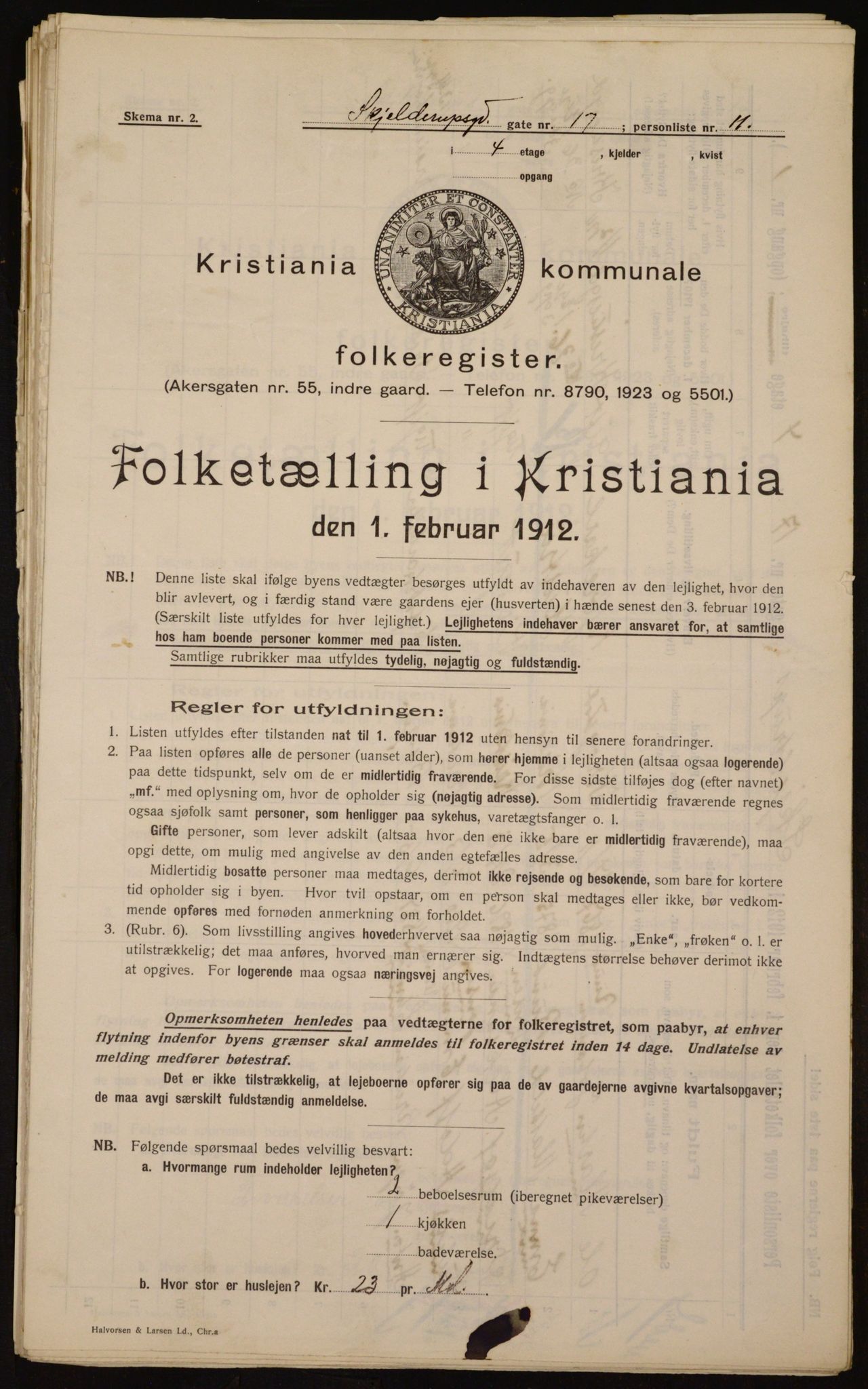 OBA, Kommunal folketelling 1.2.1912 for Kristiania, 1912, s. 96086