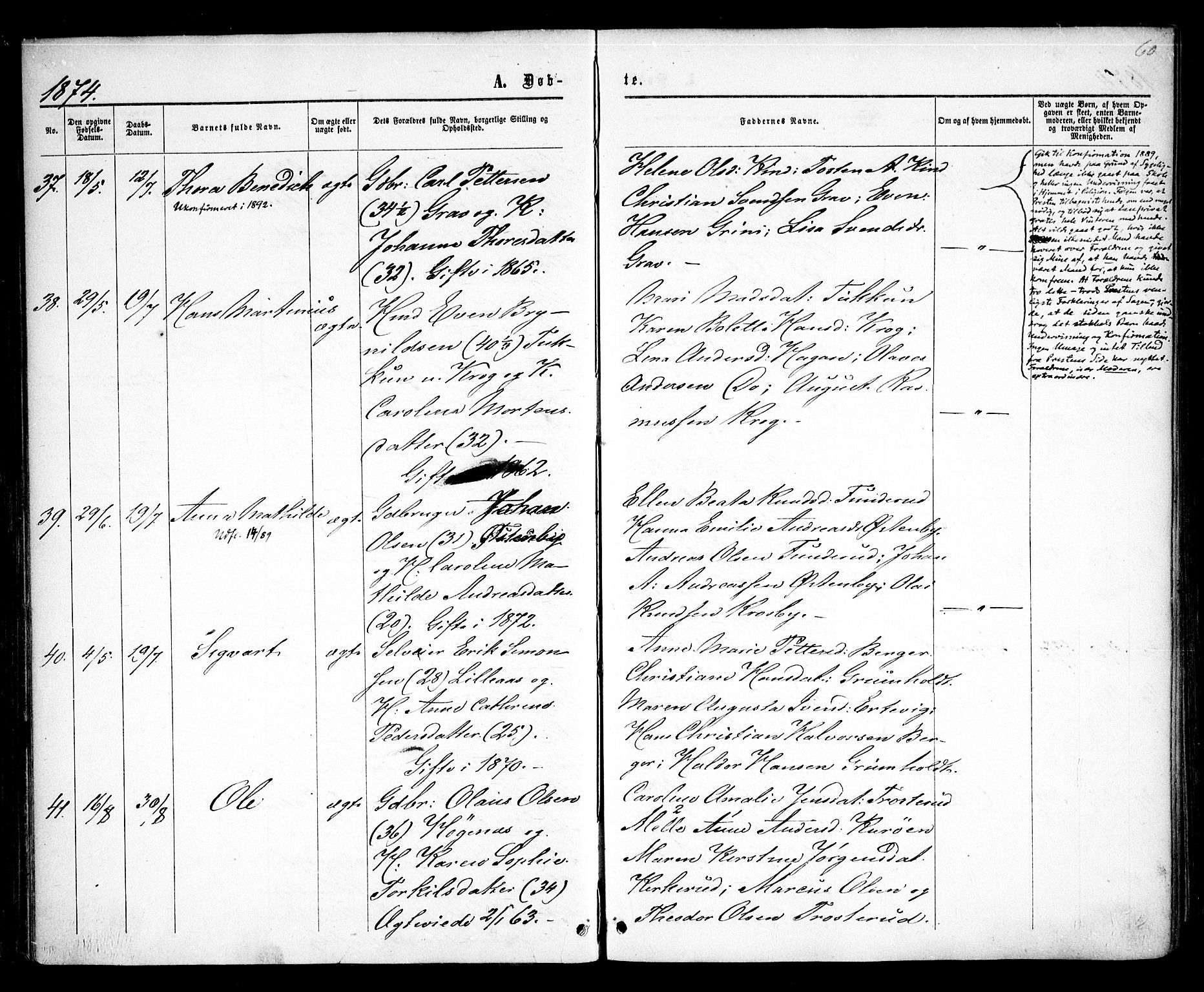 Rødenes prestekontor Kirkebøker, AV/SAO-A-2005/F/Fa/L0008: Ministerialbok nr. I 8, 1869-1879, s. 60