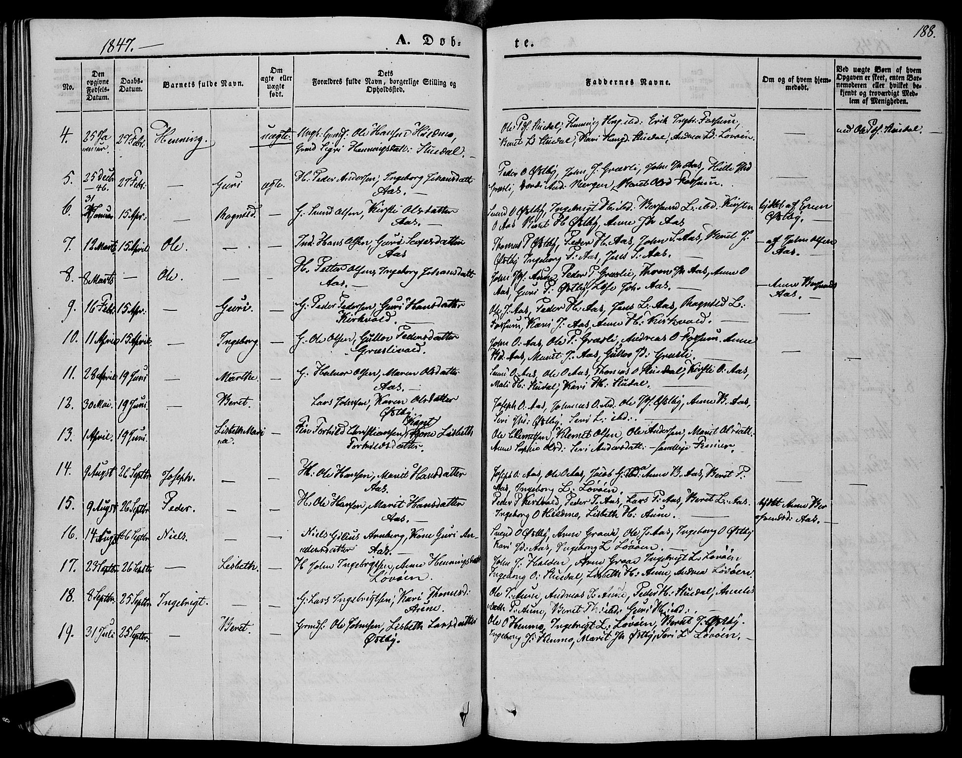 Ministerialprotokoller, klokkerbøker og fødselsregistre - Sør-Trøndelag, SAT/A-1456/695/L1146: Ministerialbok nr. 695A06 /2, 1843-1859, s. 188