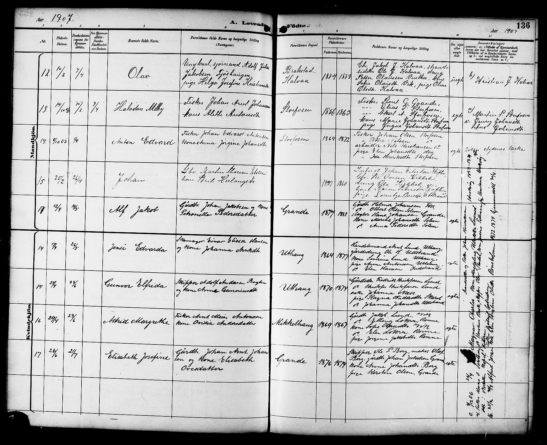 Ministerialprotokoller, klokkerbøker og fødselsregistre - Sør-Trøndelag, AV/SAT-A-1456/659/L0746: Klokkerbok nr. 659C03, 1893-1912, s. 136