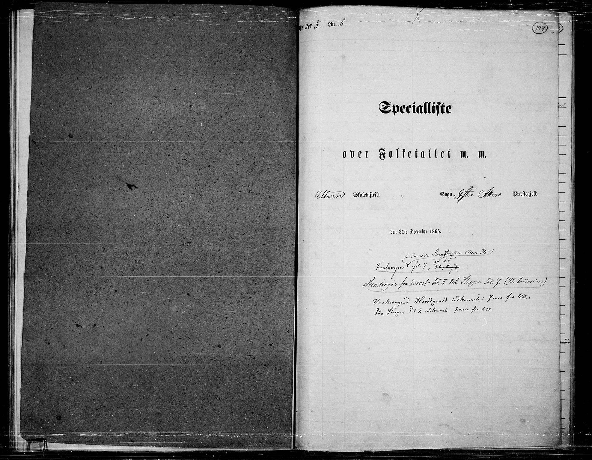 RA, Folketelling 1865 for 0218bP Østre Aker prestegjeld, 1865, s. 185