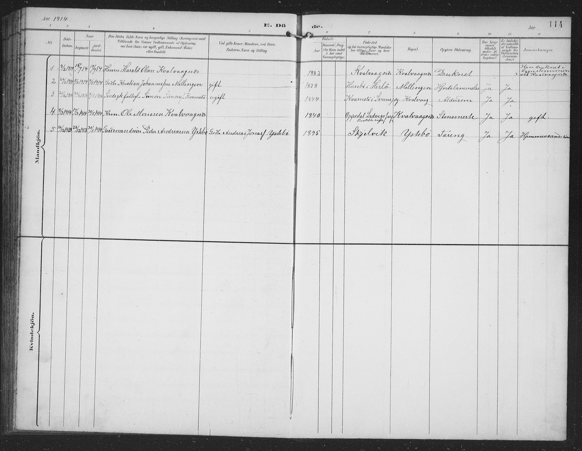 Alversund Sokneprestembete, SAB/A-73901/H/Ha/Hab: Klokkerbok nr. B 4, 1897-1914, s. 114