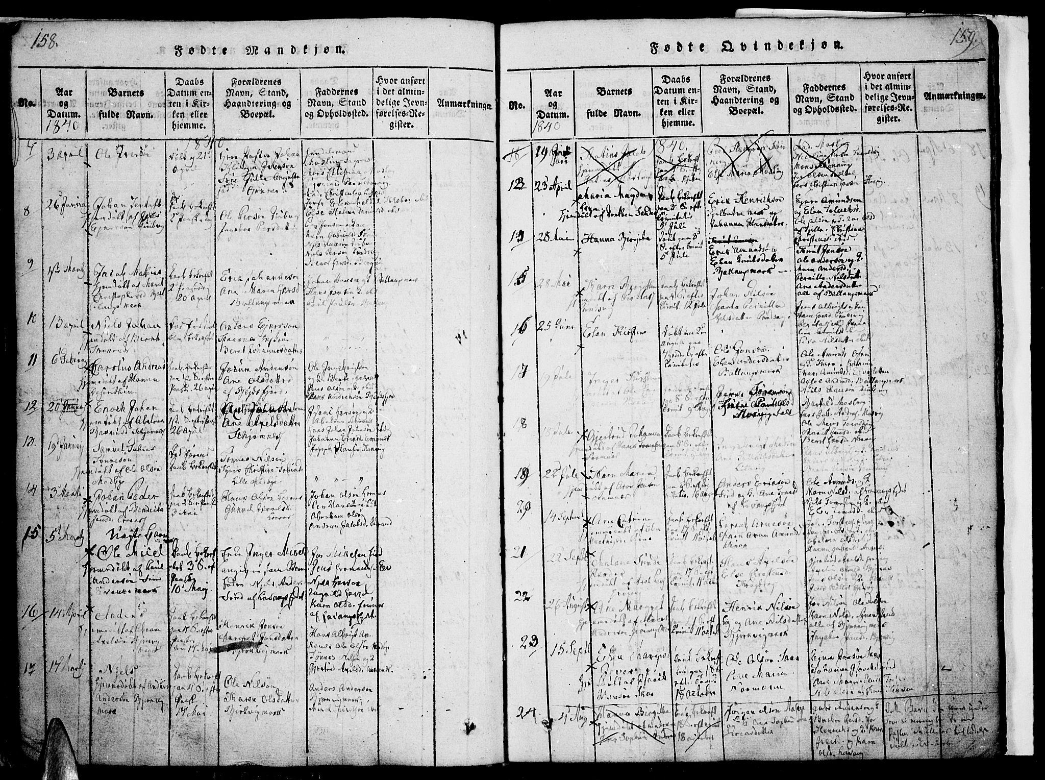 Ministerialprotokoller, klokkerbøker og fødselsregistre - Nordland, AV/SAT-A-1459/863/L0894: Ministerialbok nr. 863A06, 1821-1851, s. 158-159