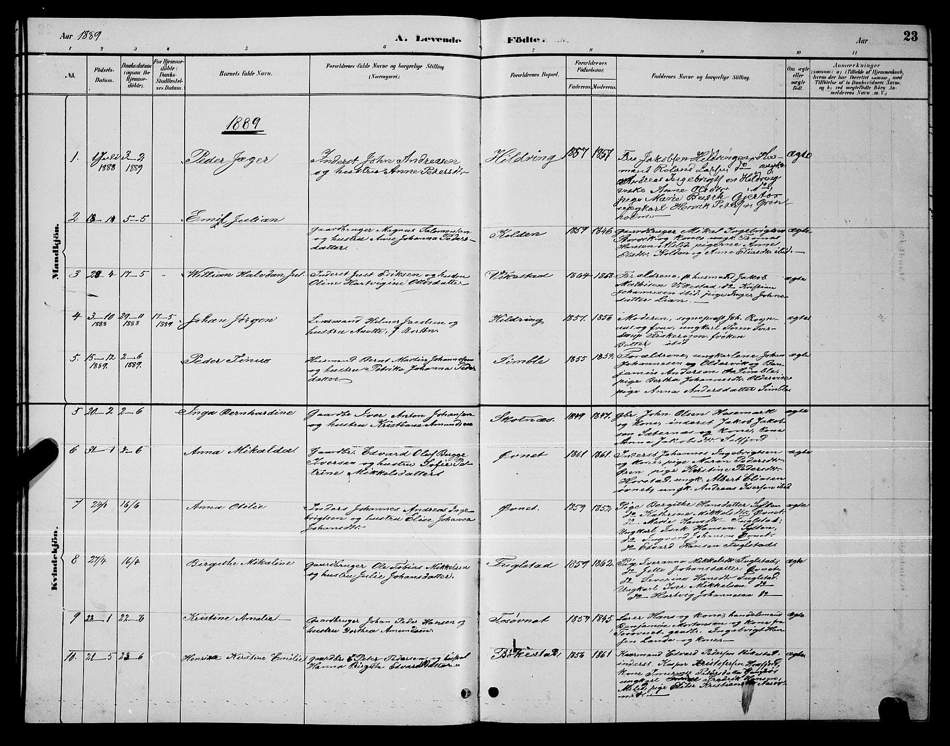 Ministerialprotokoller, klokkerbøker og fødselsregistre - Nordland, AV/SAT-A-1459/810/L0160: Klokkerbok nr. 810C03, 1884-1896, s. 23