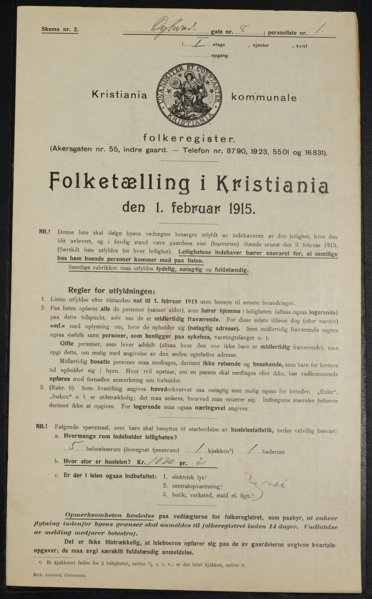 OBA, Kommunal folketelling 1.2.1915 for Kristiania, 1915, s. 17543