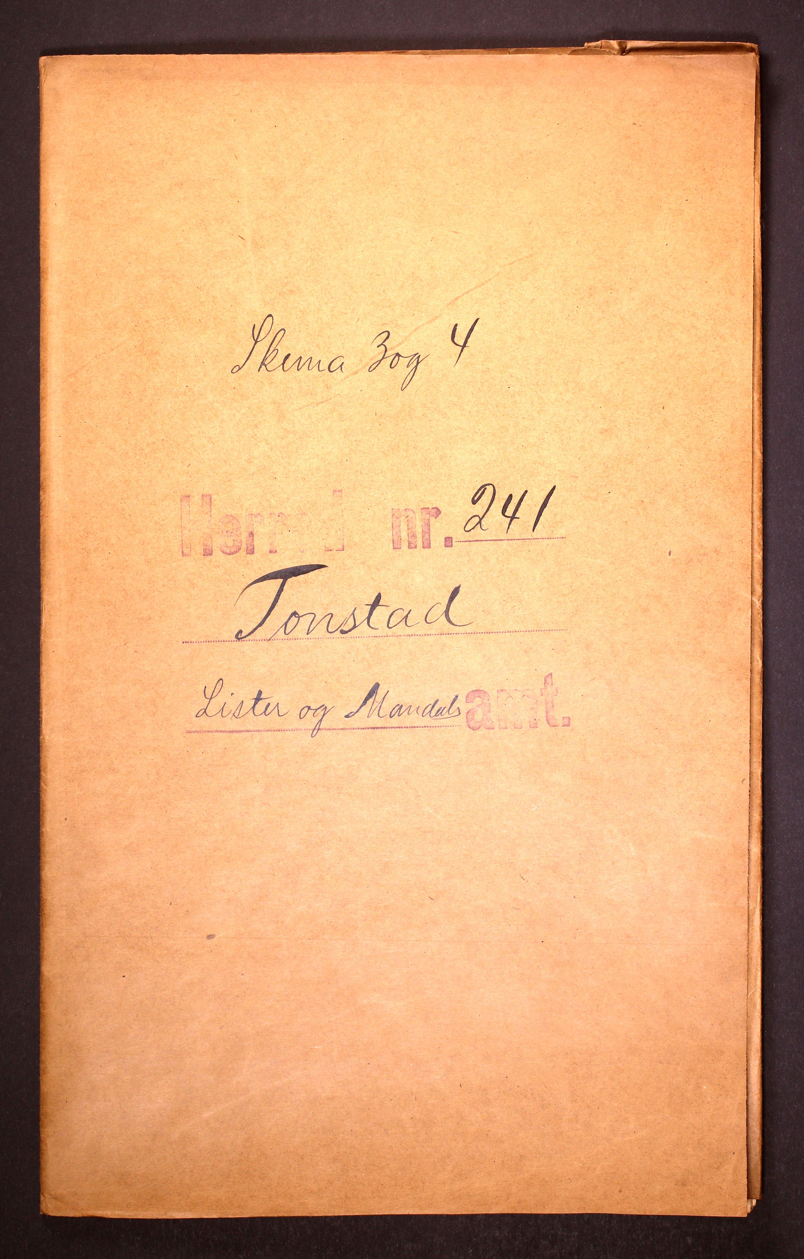 RA, Folketelling 1910 for 1046 Tonstad herred, 1910, s. 1