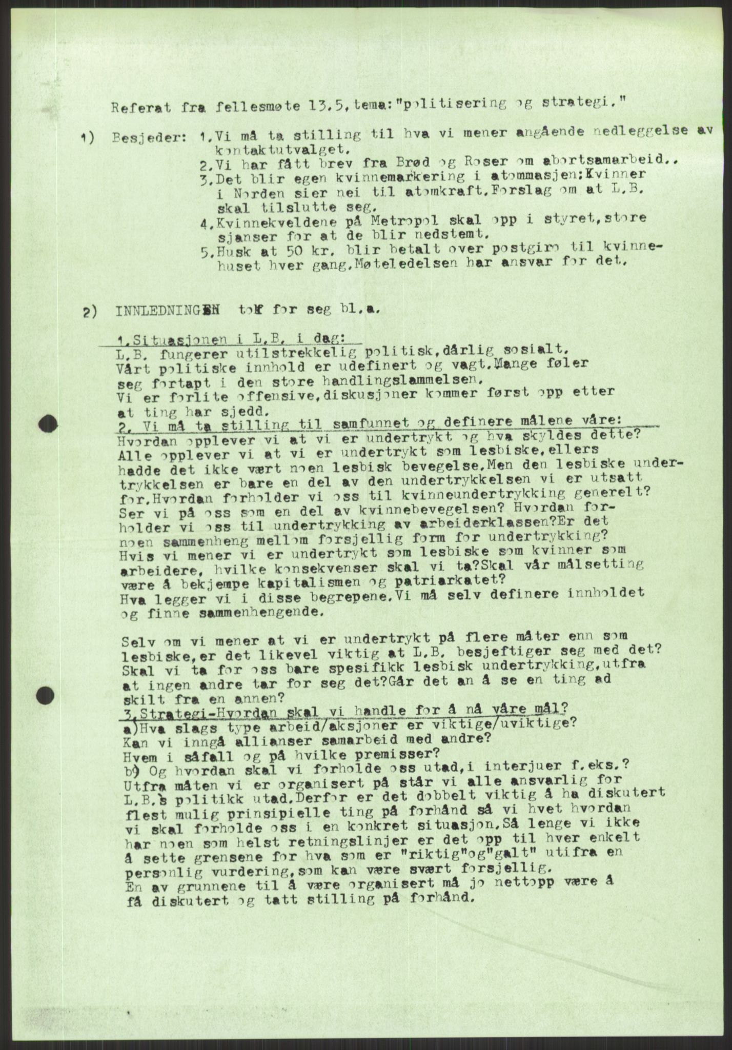 Det Norske Forbundet av 1948/Landsforeningen for Lesbisk og Homofil Frigjøring, AV/RA-PA-1216/D/Dd/L0001: Diskriminering, 1973-1991, s. 991