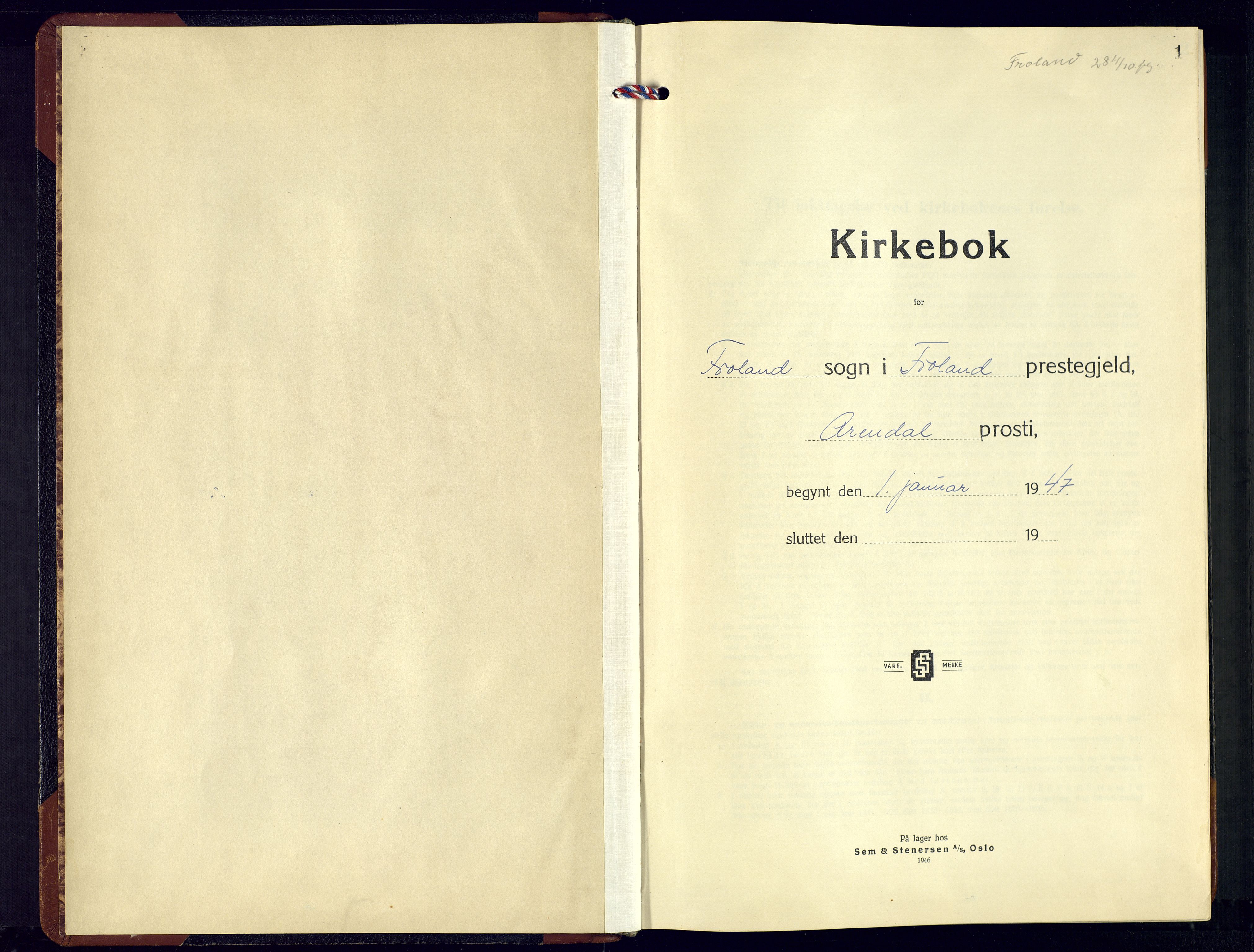 Froland sokneprestkontor, SAK/1111-0013/F/Fb/L0012: Klokkerbok nr. B-12, 1947-1968, s. 1