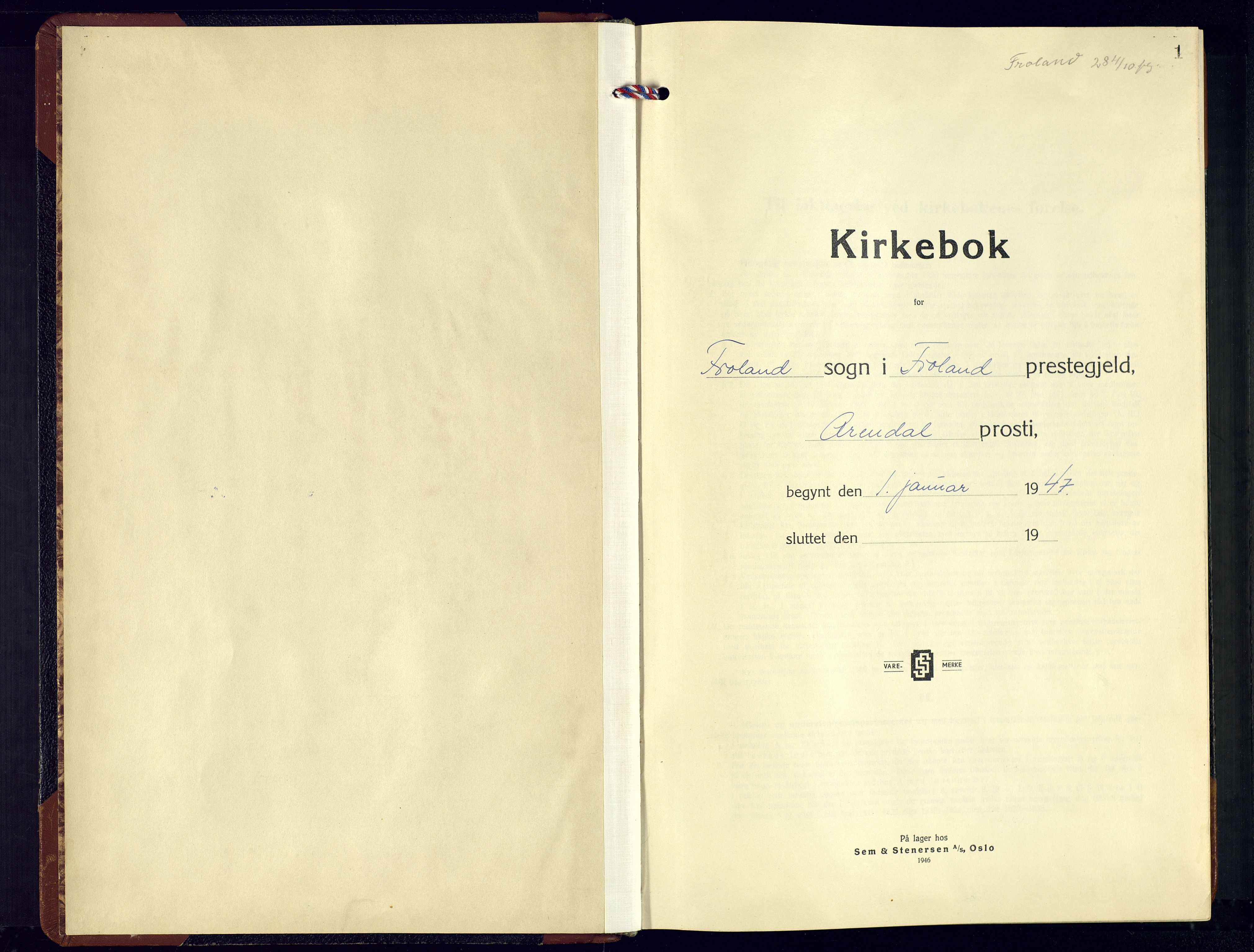 Froland sokneprestkontor, AV/SAK-1111-0013/F/Fb/L0012: Klokkerbok nr. B-12, 1947-1968, s. 1