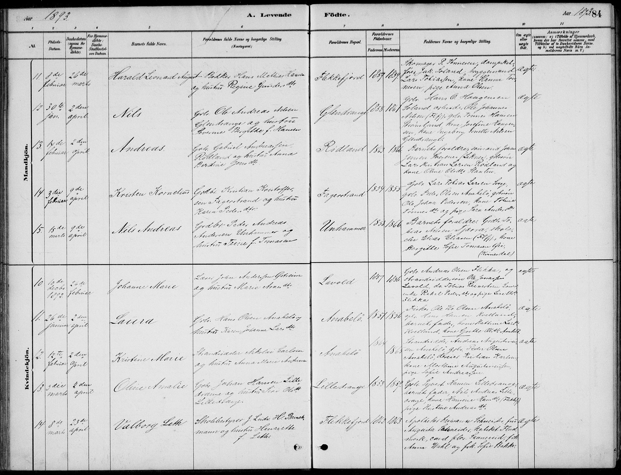Flekkefjord sokneprestkontor, AV/SAK-1111-0012/F/Fb/Fbc/L0007: Klokkerbok nr. B 7, 1880-1902, s. 84