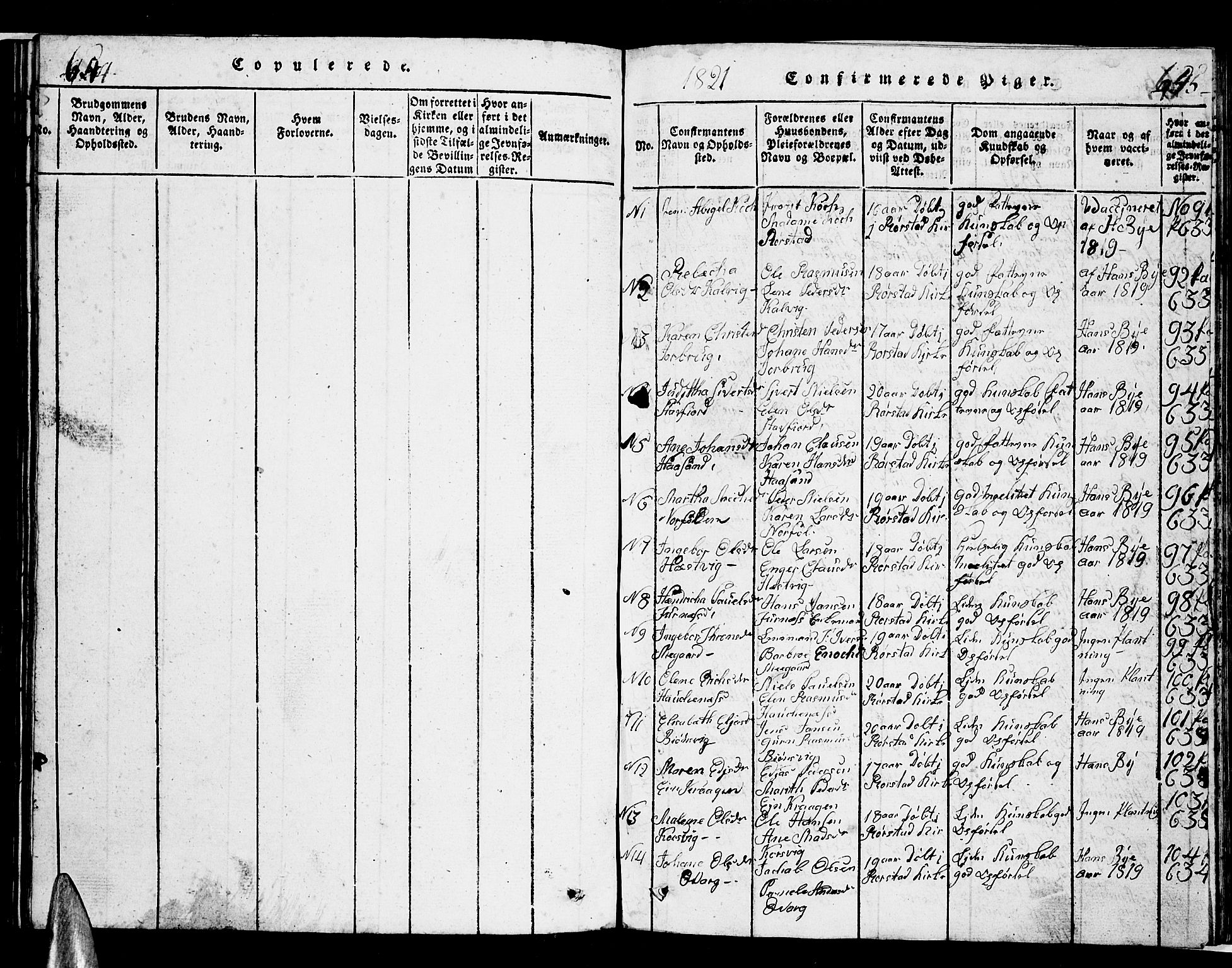 Ministerialprotokoller, klokkerbøker og fødselsregistre - Nordland, SAT/A-1459/853/L0773: Klokkerbok nr. 853C01, 1821-1859, s. 644-645