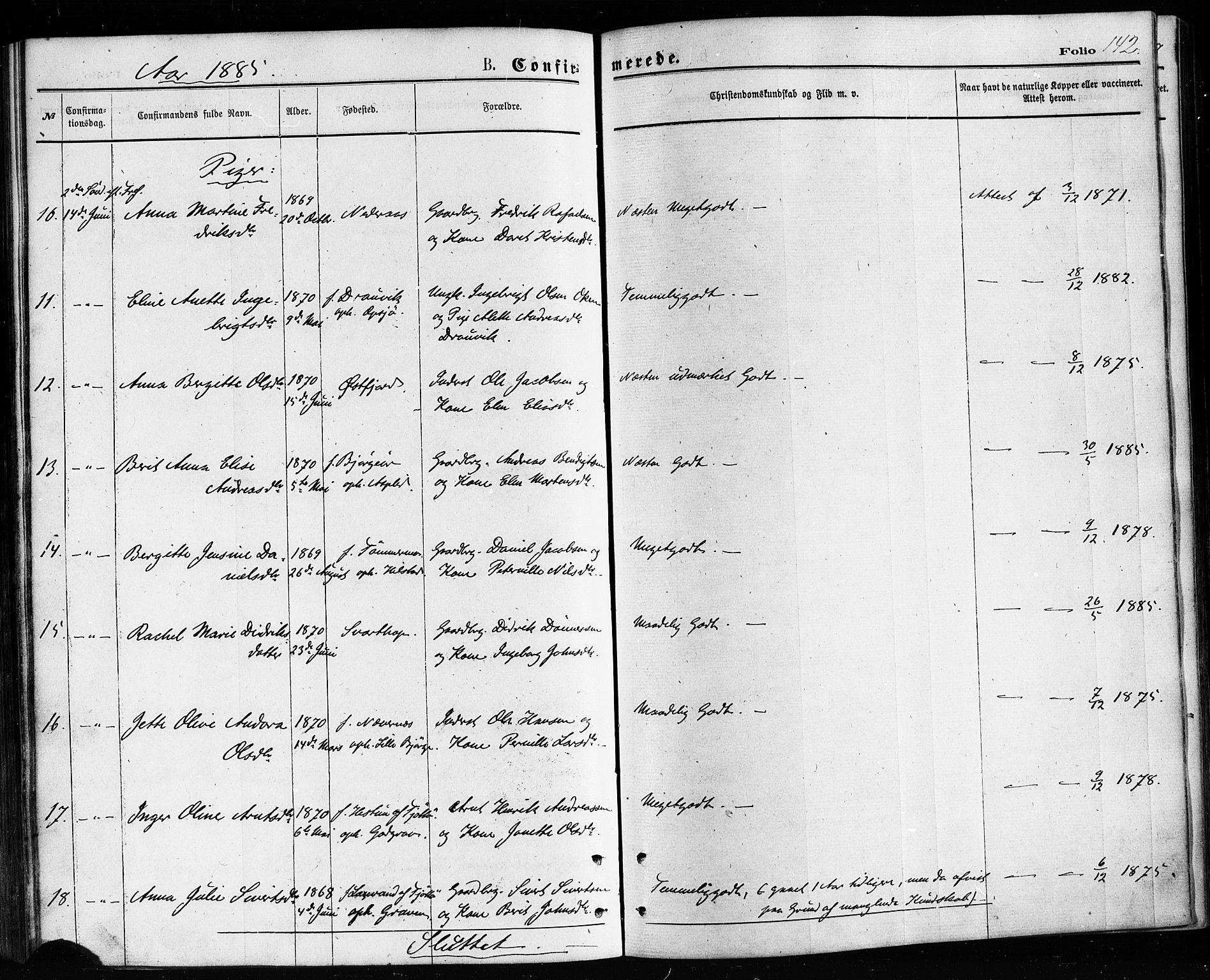 Ministerialprotokoller, klokkerbøker og fødselsregistre - Nordland, AV/SAT-A-1459/814/L0225: Ministerialbok nr. 814A06, 1875-1885, s. 142