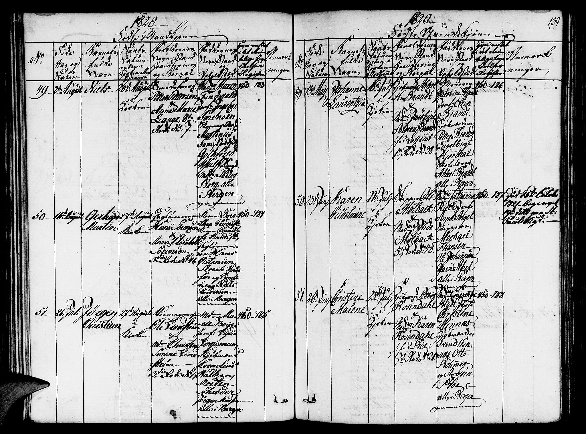 Nykirken Sokneprestembete, SAB/A-77101/H/Hab/L0003: Klokkerbok nr. A 4, 1816-1821, s. 139