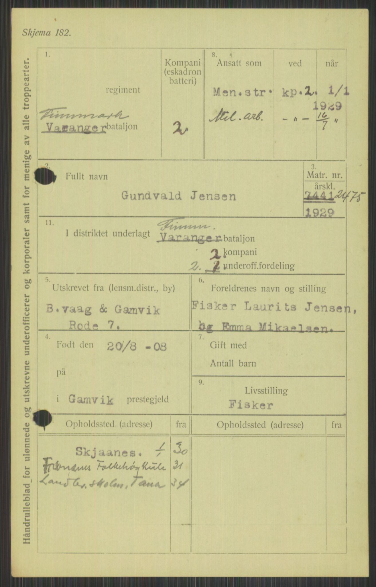 Forsvaret, Varanger bataljon, AV/RA-RAFA-2258/1/D/L0440: Rulleblad for fødte 1892-1912, 1892-1912, s. 963