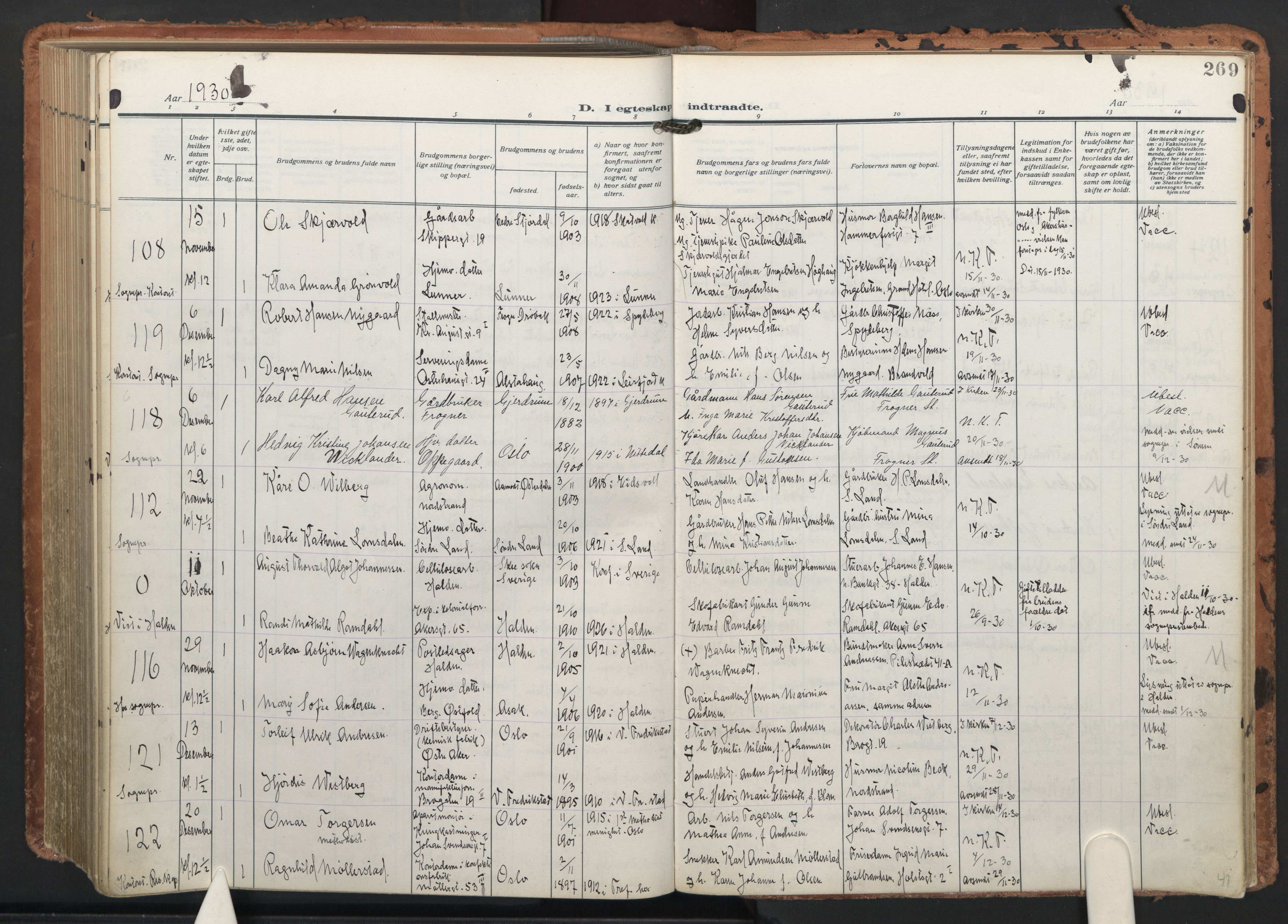 Trefoldighet prestekontor Kirkebøker, AV/SAO-A-10882/F/Fc/L0008: Ministerialbok nr. III 8, 1920-1932, s. 269