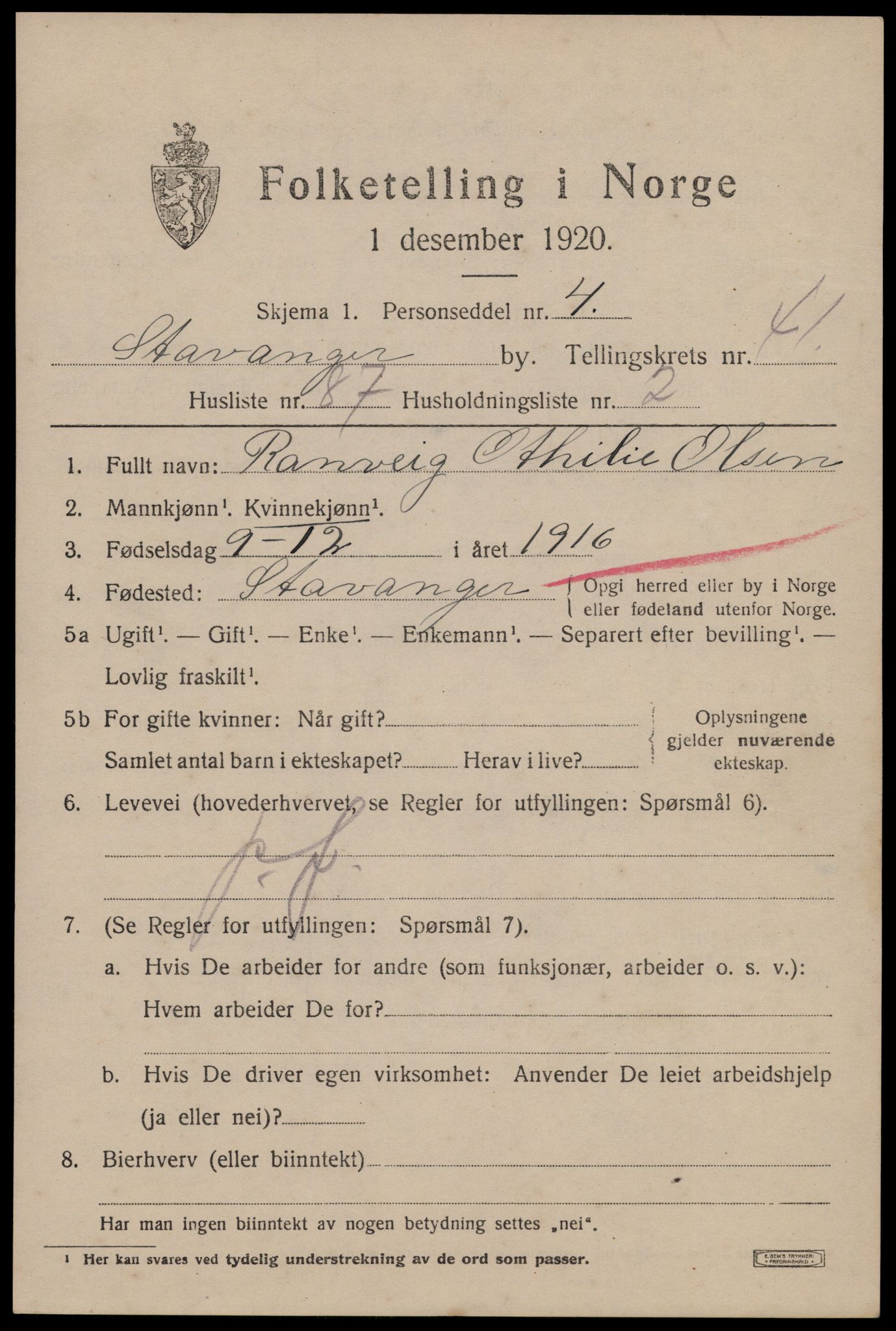 SAST, Folketelling 1920 for 1103 Stavanger kjøpstad, 1920, s. 104790