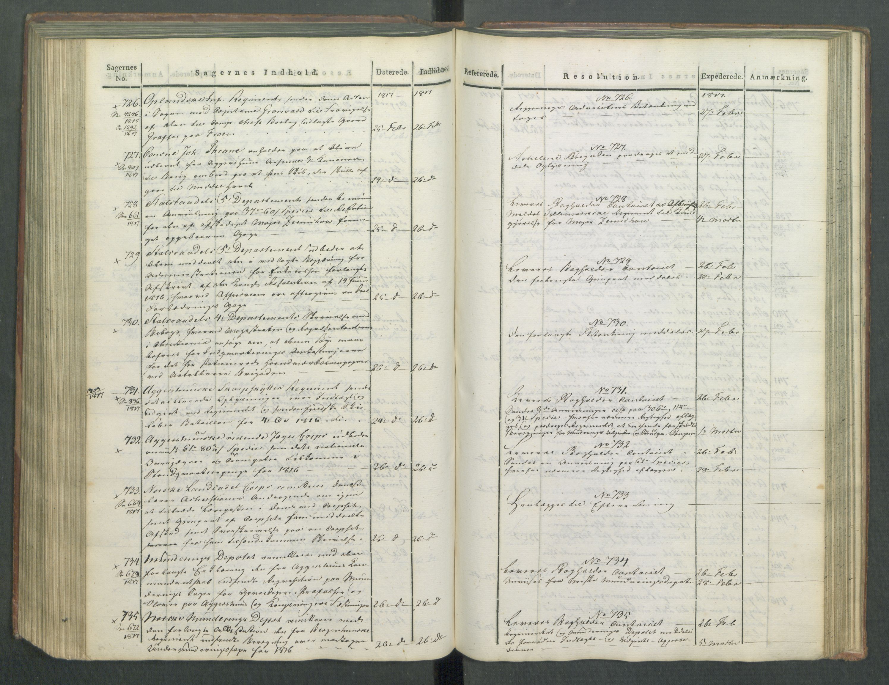 Armédepartementet, AV/RA-RAFA-3493/C/Ca/L0009: 6. Departements Journal, 1816-1817