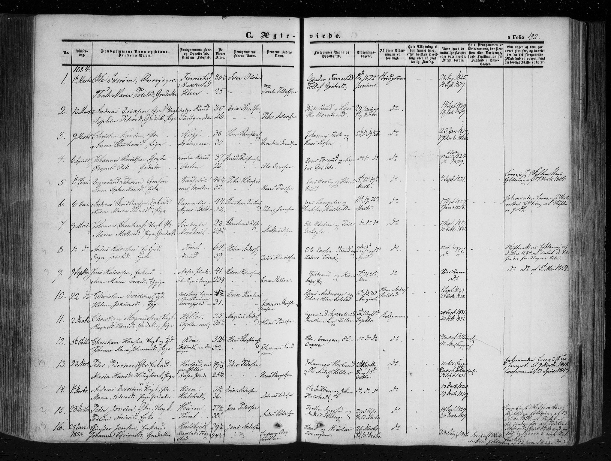 Askim prestekontor Kirkebøker, AV/SAO-A-10900/F/Fa/L0005: Ministerialbok nr. 5, 1847-1879, s. 192