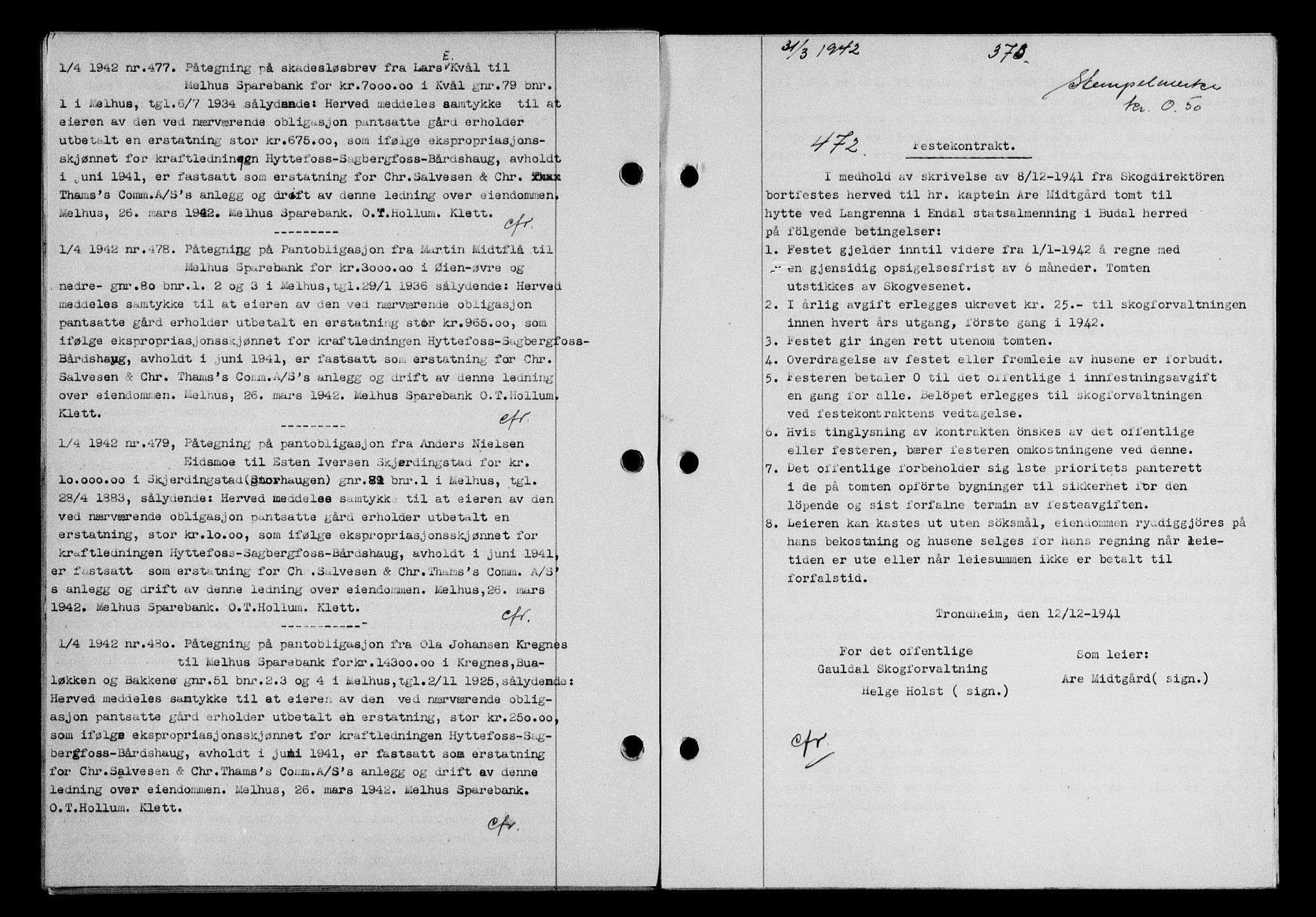 Gauldal sorenskriveri, SAT/A-0014/1/2/2C/L0054: Pantebok nr. 59, 1941-1942, Dagboknr: 472/1942