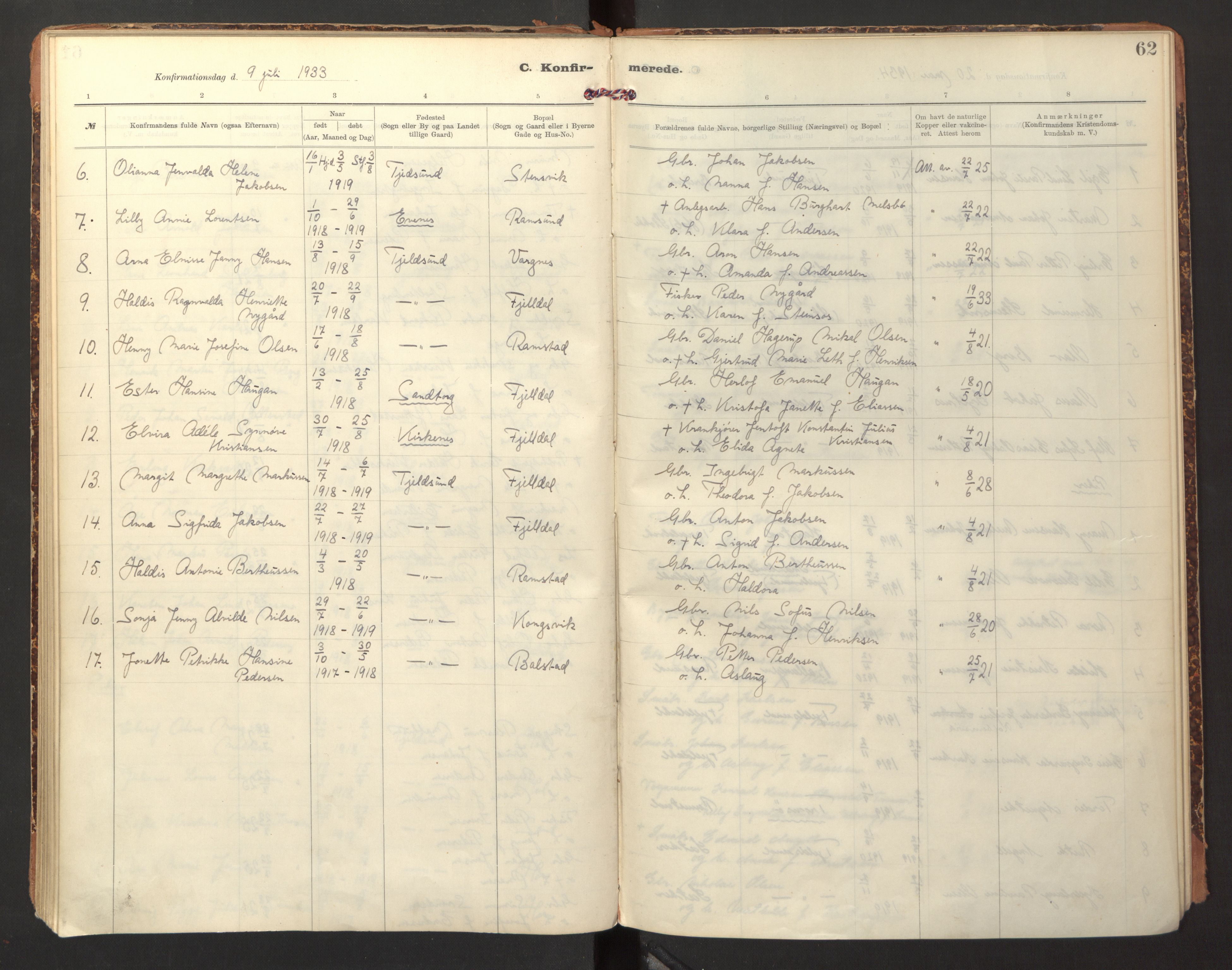Ministerialprotokoller, klokkerbøker og fødselsregistre - Nordland, AV/SAT-A-1459/865/L0927: Ministerialbok nr. 865A05, 1911-1935, s. 62