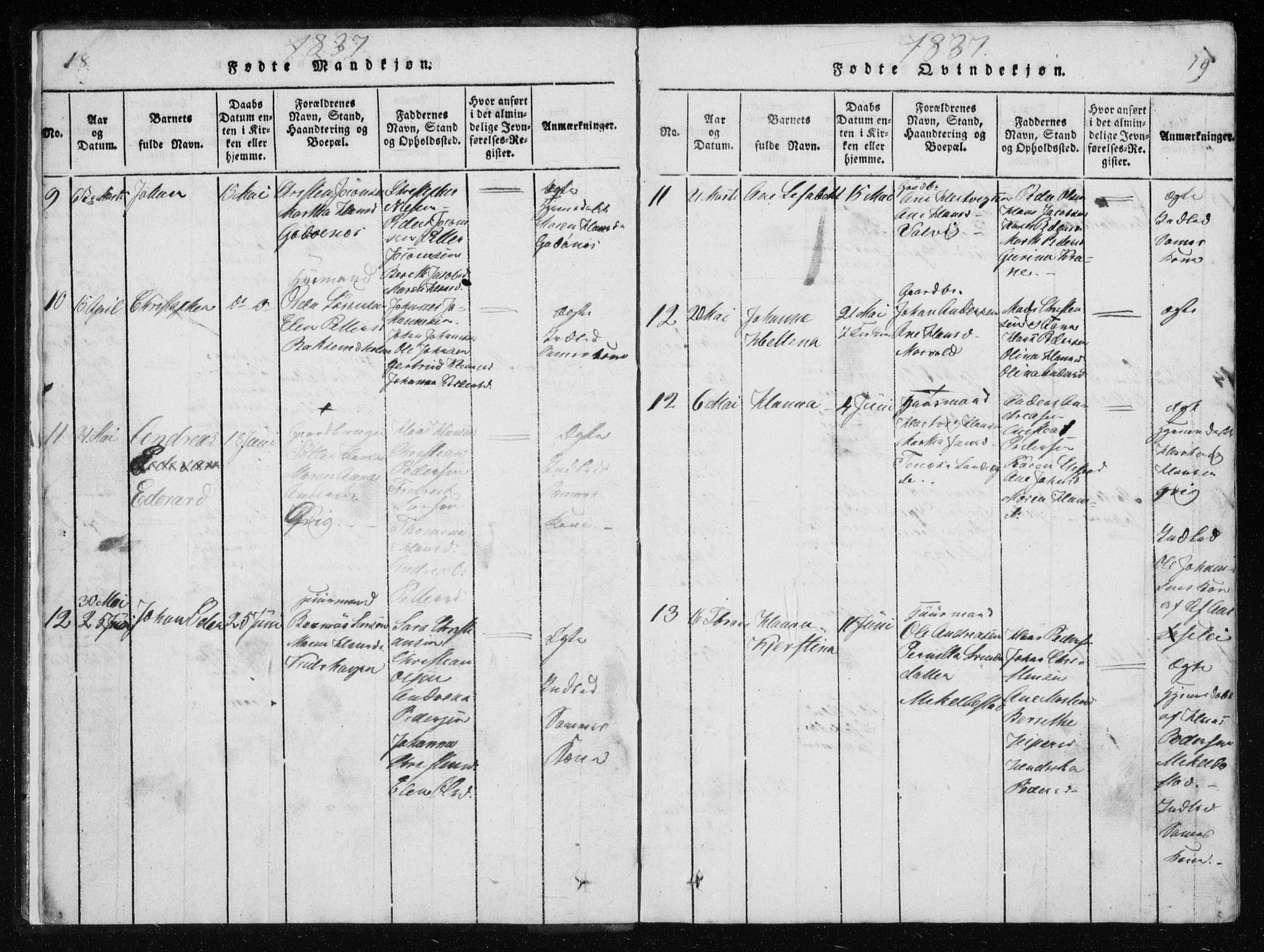 Ministerialprotokoller, klokkerbøker og fødselsregistre - Nordland, AV/SAT-A-1459/801/L0027: Klokkerbok nr. 801C02, 1835-1845, s. 18-19